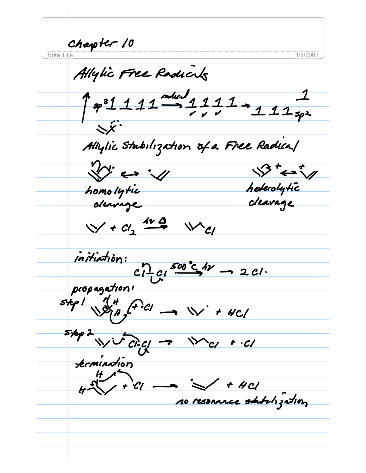 Free Radical Notes.pdf Lecture Handout on Allylic Free Radical - Organic Chemistry | CHEM 238 ...