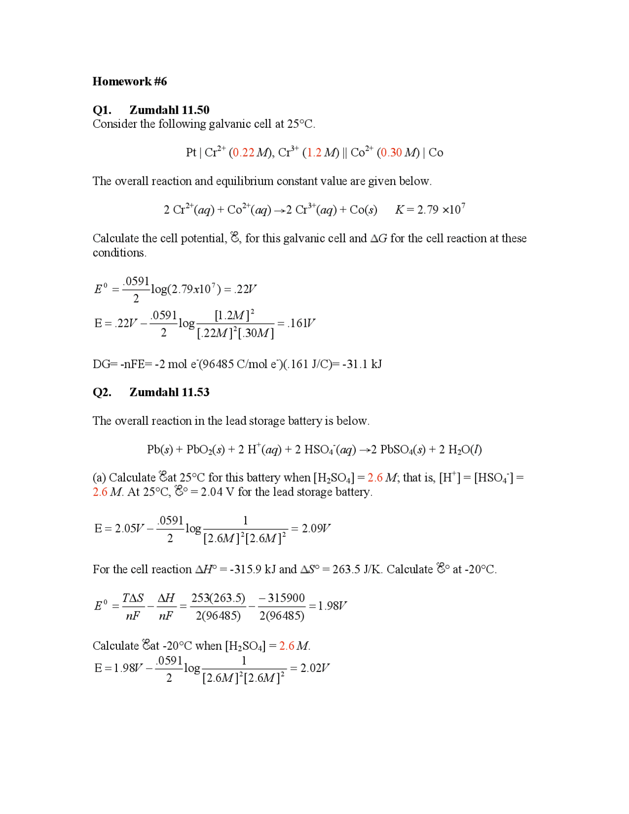 Homework 6 with Solution - General Chemistry | CHEM 152 - Docsity
