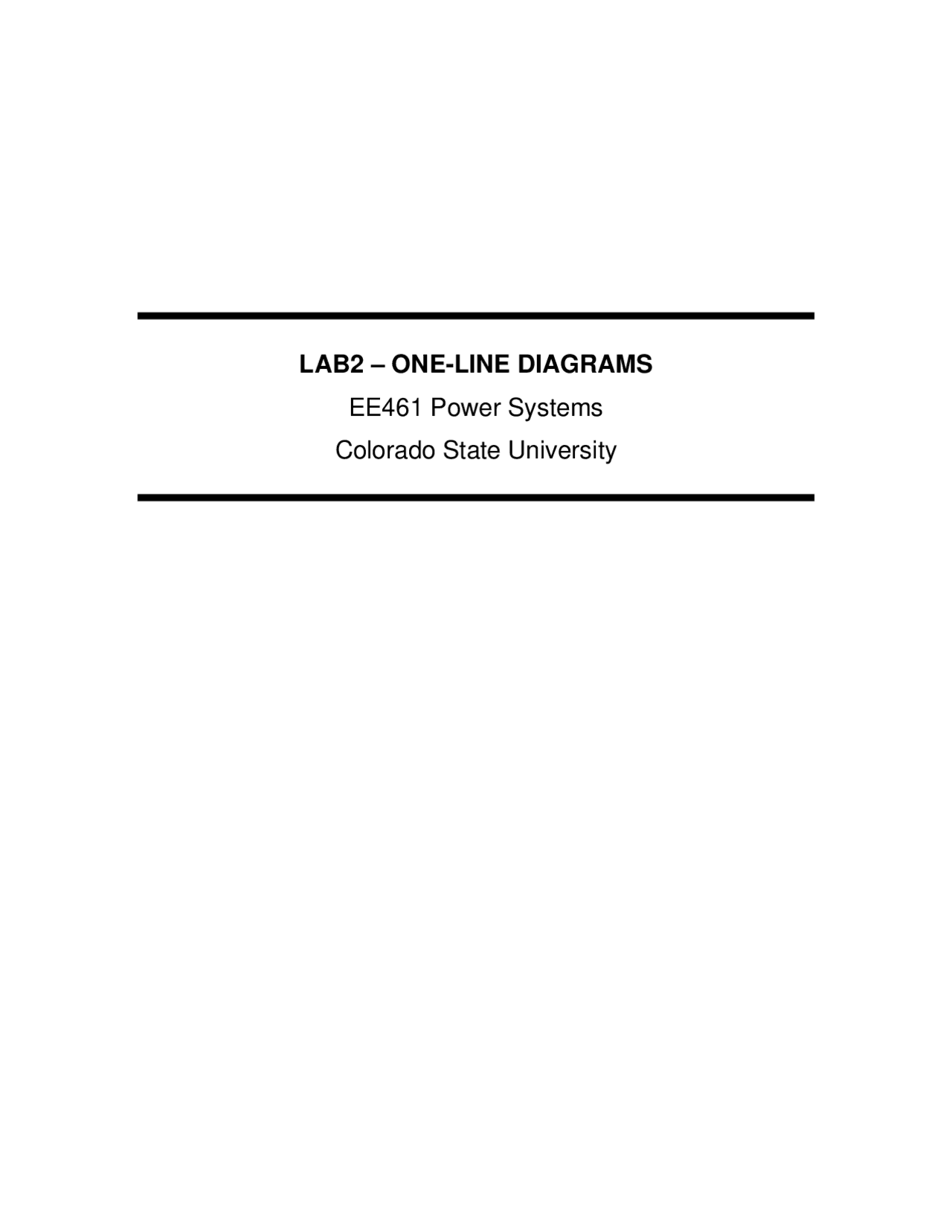 One Line Diagrams - Power Systems - Lab 2 | ECE 461 - Docsity