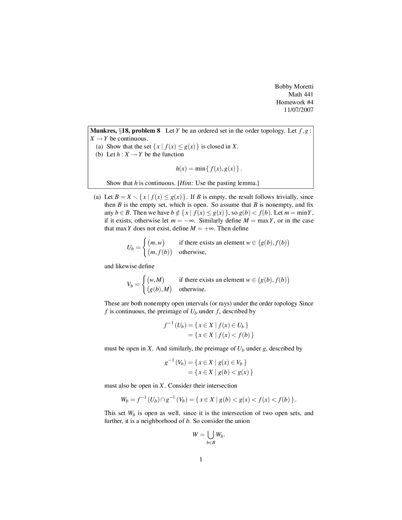 Solved Problems on Topology - Practice Assignment 4 | MATH 441 - Docsity