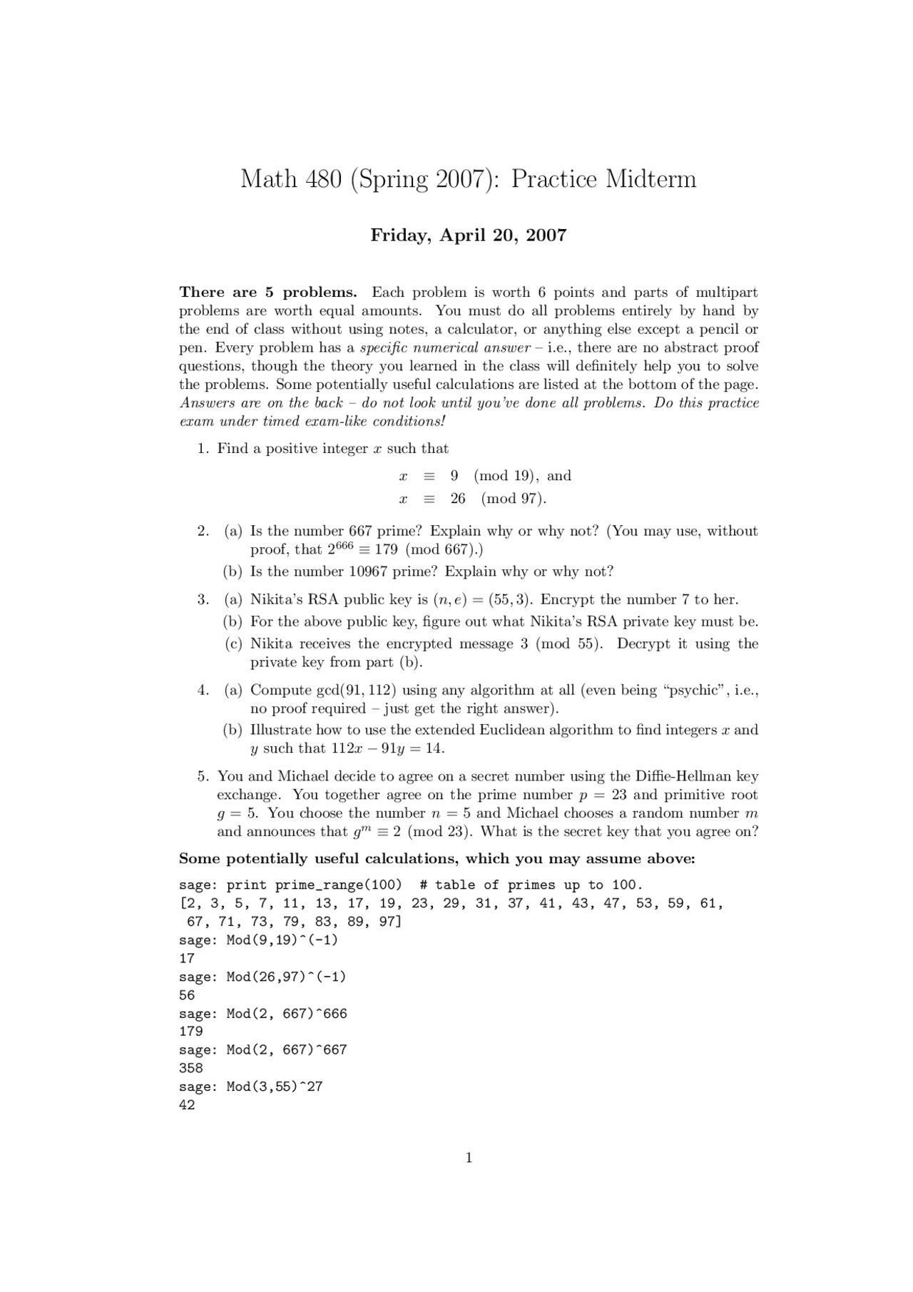 Questions for Practice Midterm Exam - Topics for Undergraduate | MATH ...