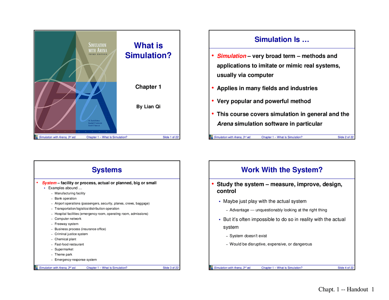 What is Simulation - Lecture Slides | ESI 4523 - Docsity