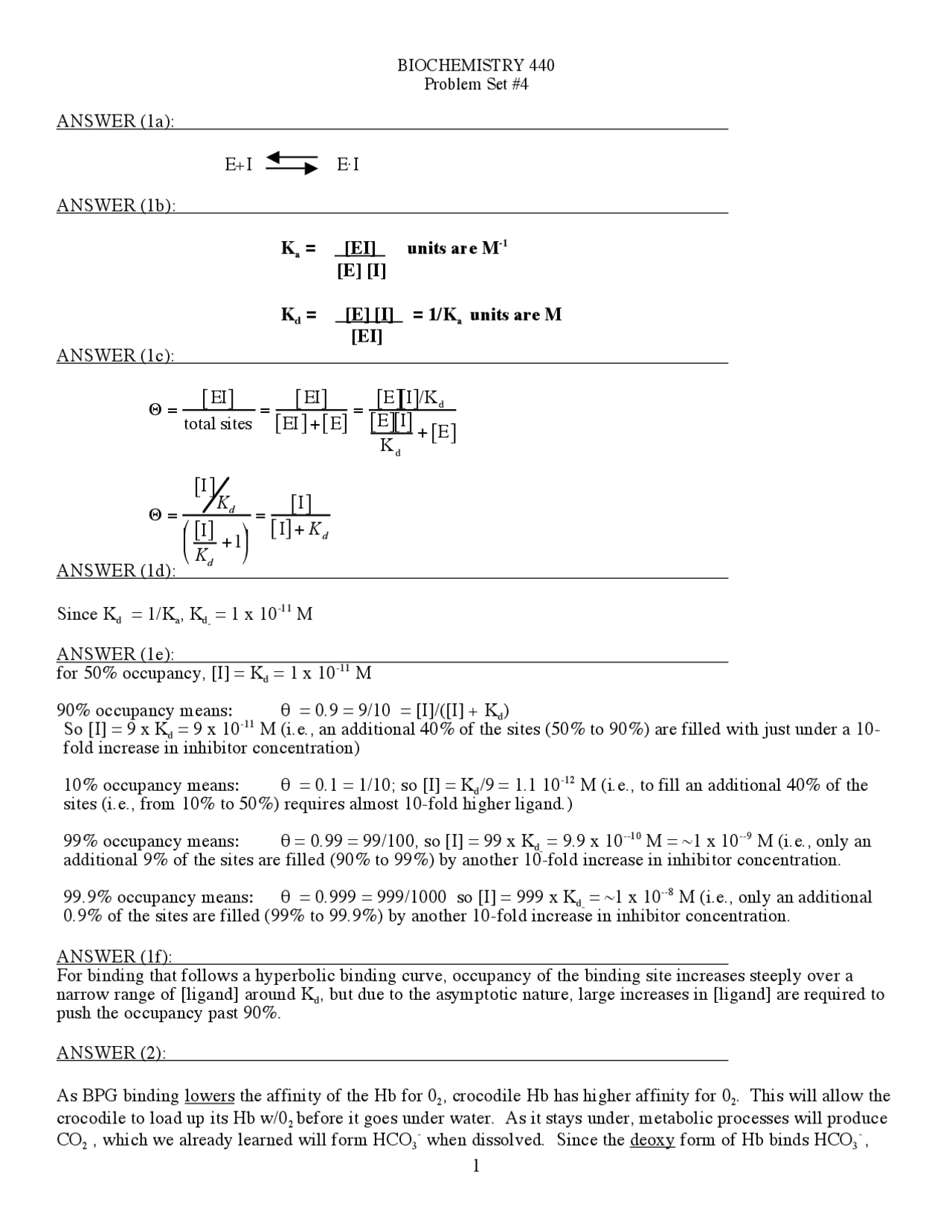 Biochemistry Reseach Assignment Solved Problems on Biochemistry - Practice Assignment 4 | BIOC 440 ...