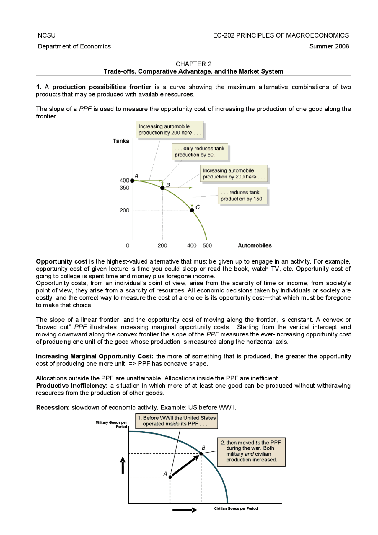 Trade-offs, Comparative Advantage, and the Market System | EC 202 - Docsity