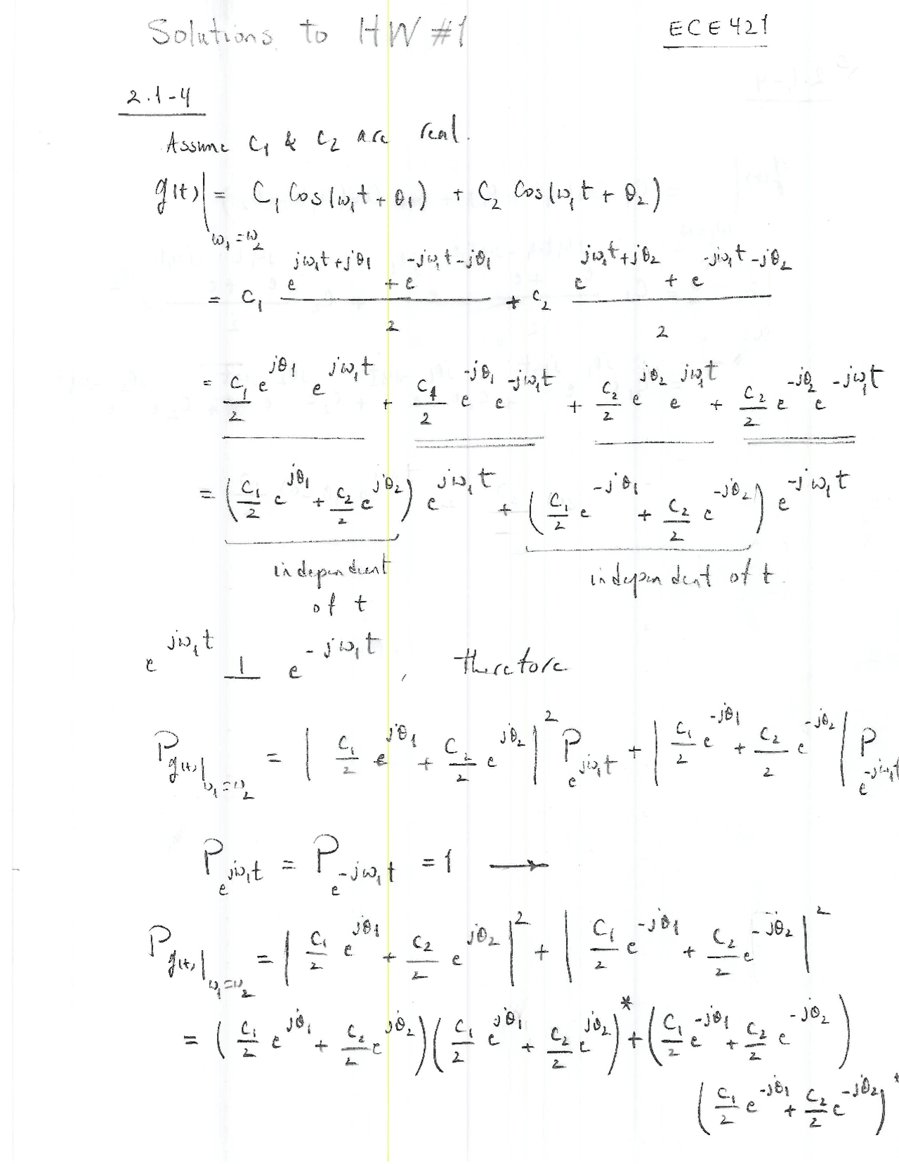 Homework 1 with Solutions - Telecommunications I | ECE 421 - Docsity