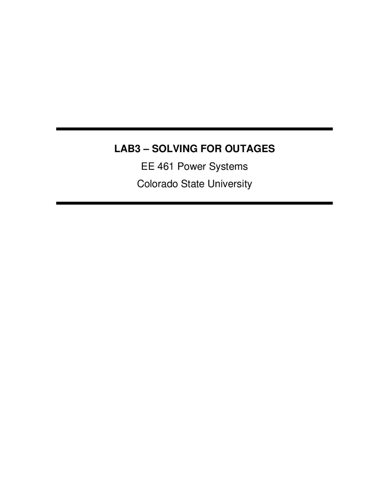 Solving for Outages - Lab #3 - Power Systems | ECE 461 - Docsity