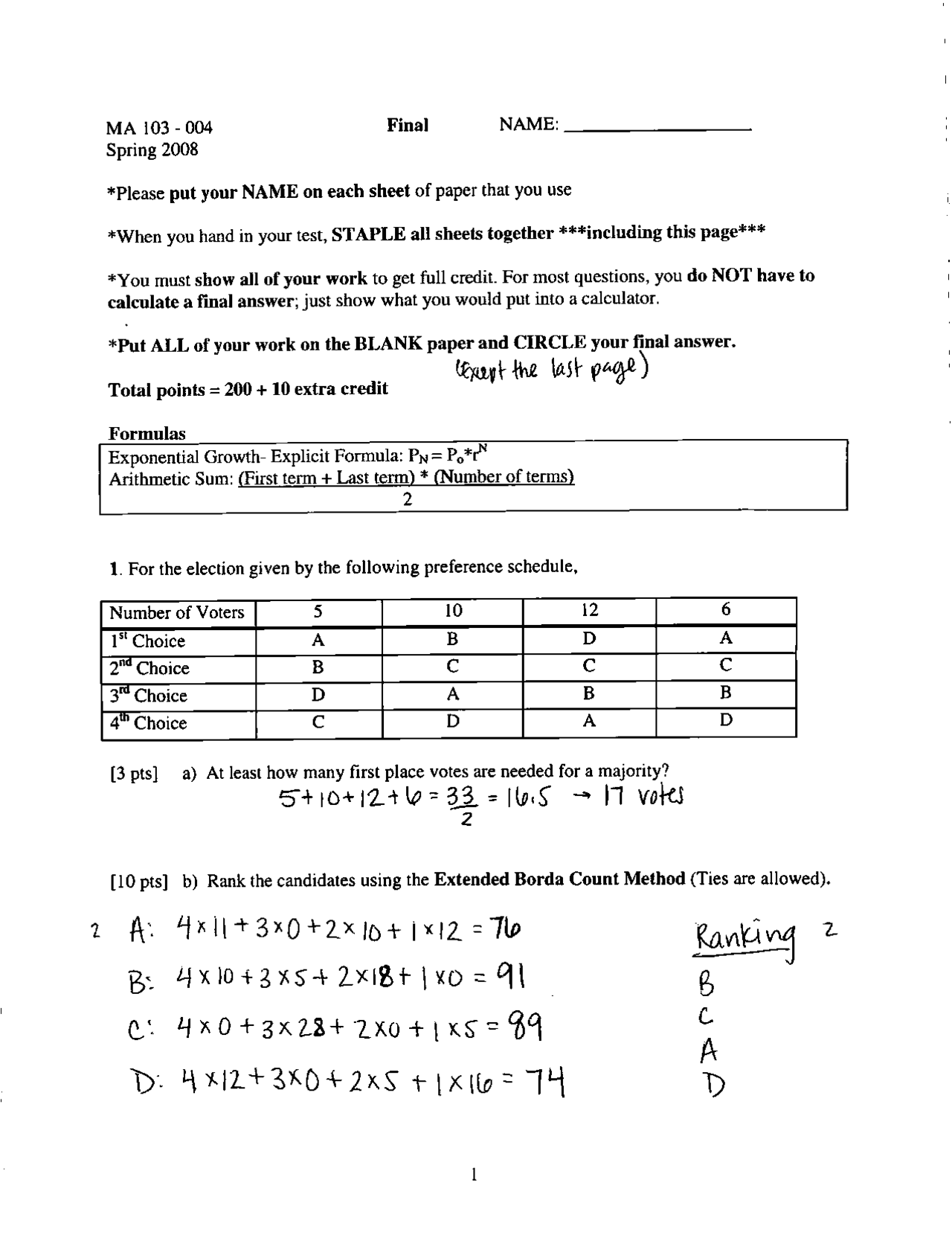 Final Exam Solved | Topics in Contemporary Mathematics | MA 103 | Exams ...
