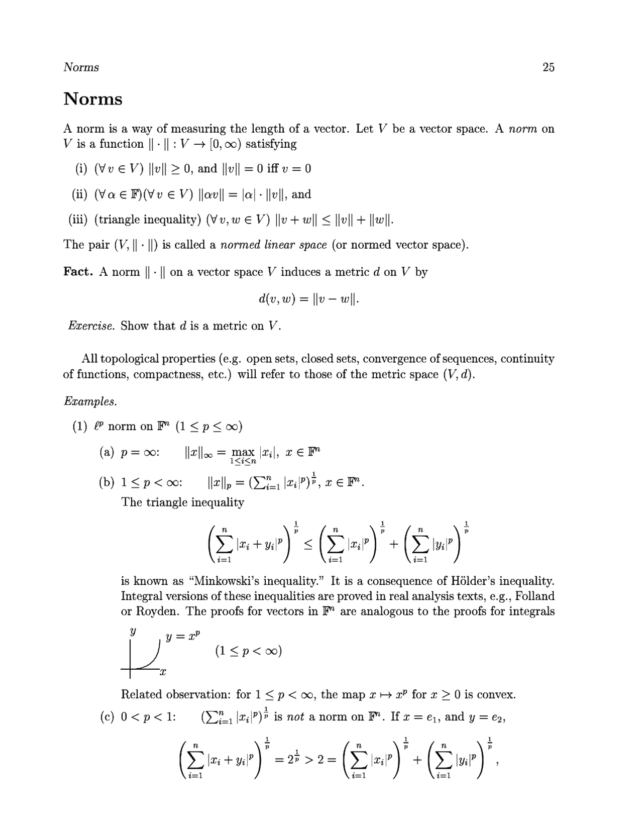 Lecture Notes On Norms Linear Analysis Math 554 Docsity