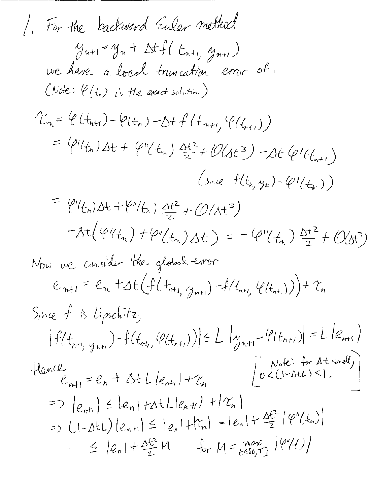 Euler Method - Handwritten Notes | MATH 781 - Docsity