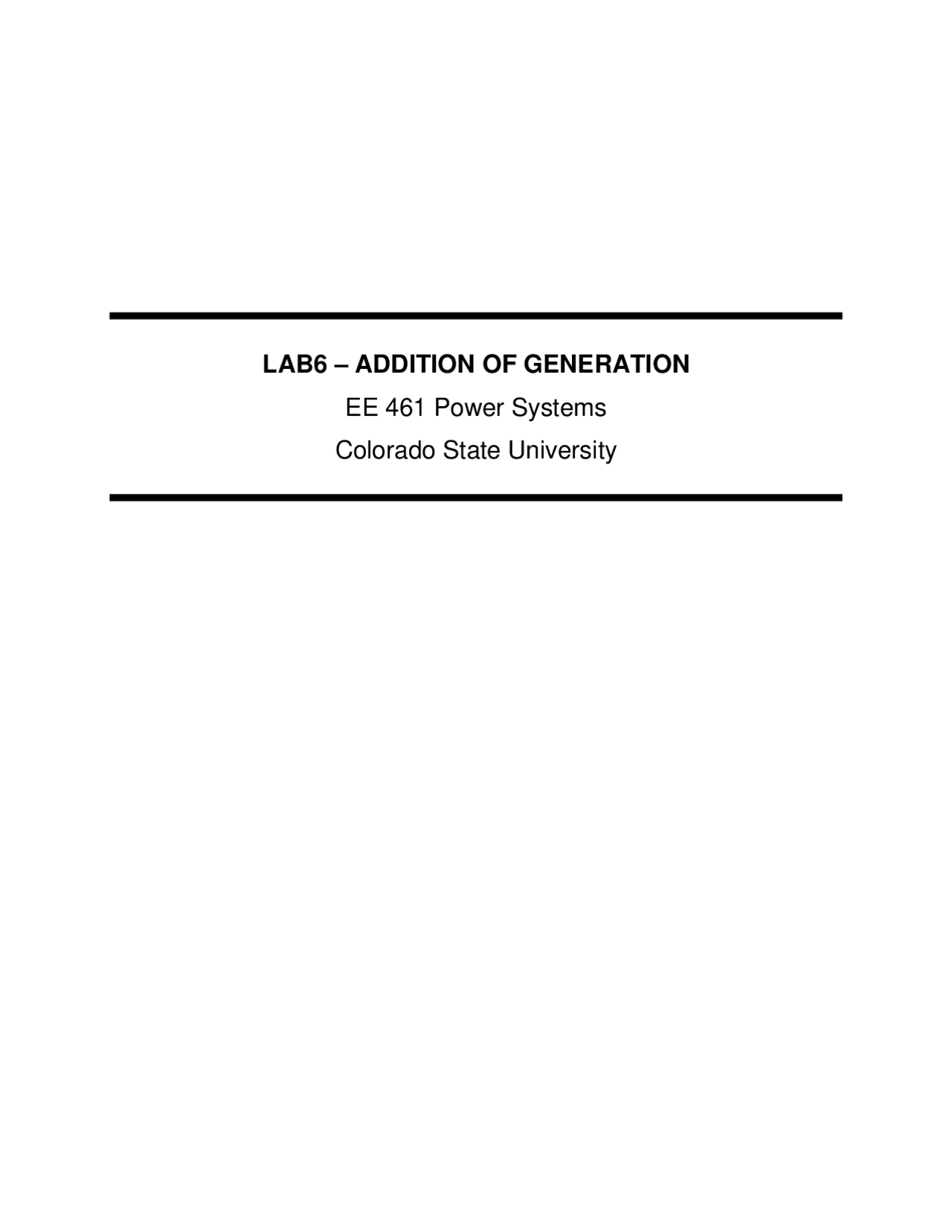 Addition of Generation - Power Systems - Lab 6 | ECE 461 - Docsity