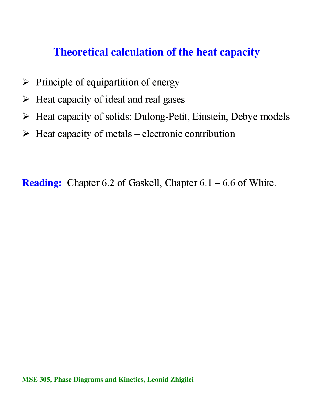 Theoretical Calculation of Heat Capacity - Lecture Notes | MSE 3050 ...