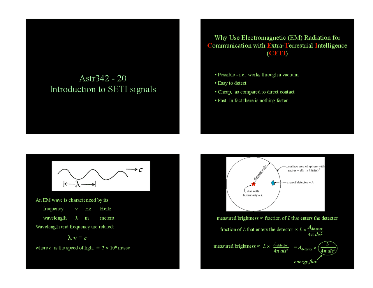 Introduction to SETI Signals - Lecture Slides | ASTR 3420 - Docsity