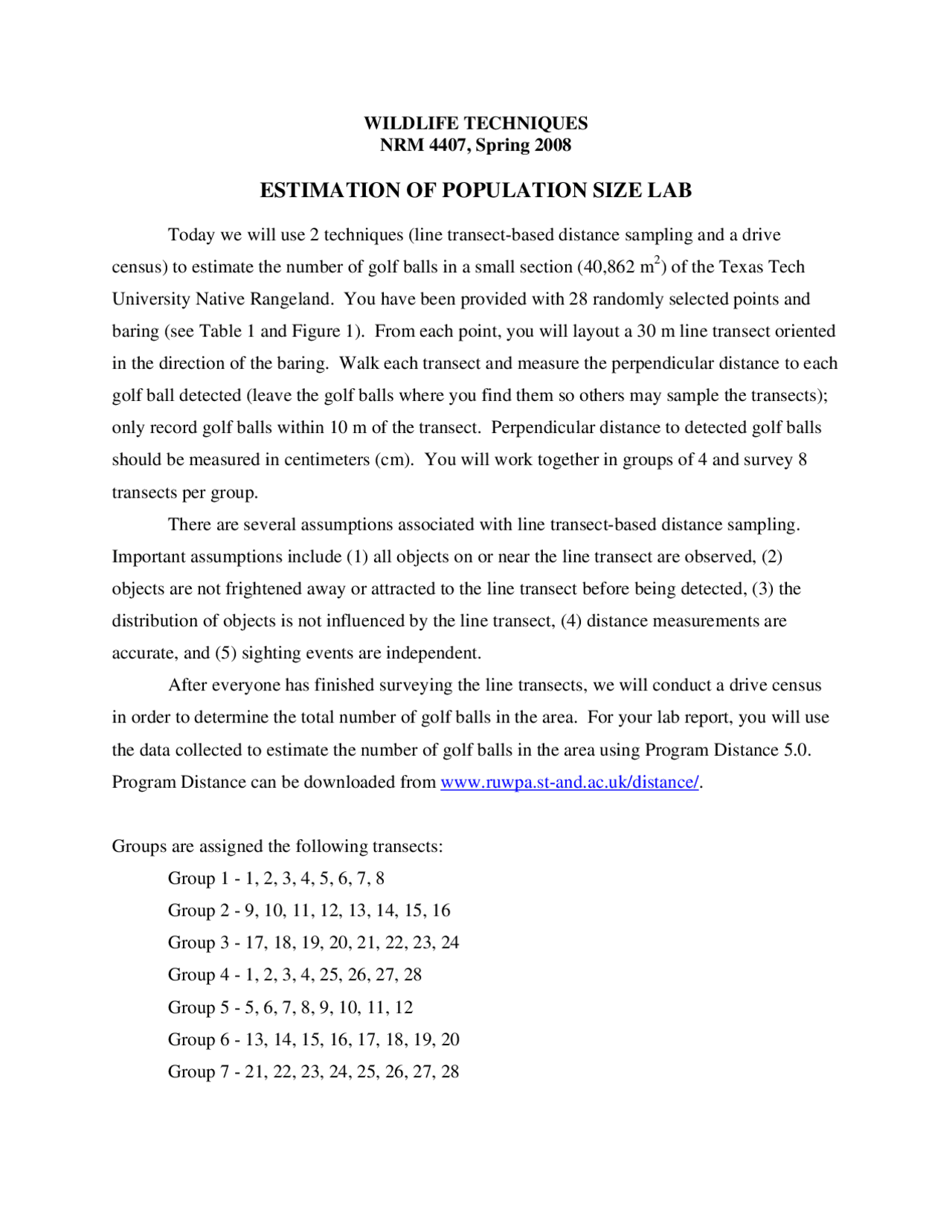 Line Transect-Based Distance Sampling and a Drive Census - Lab | NRM ...