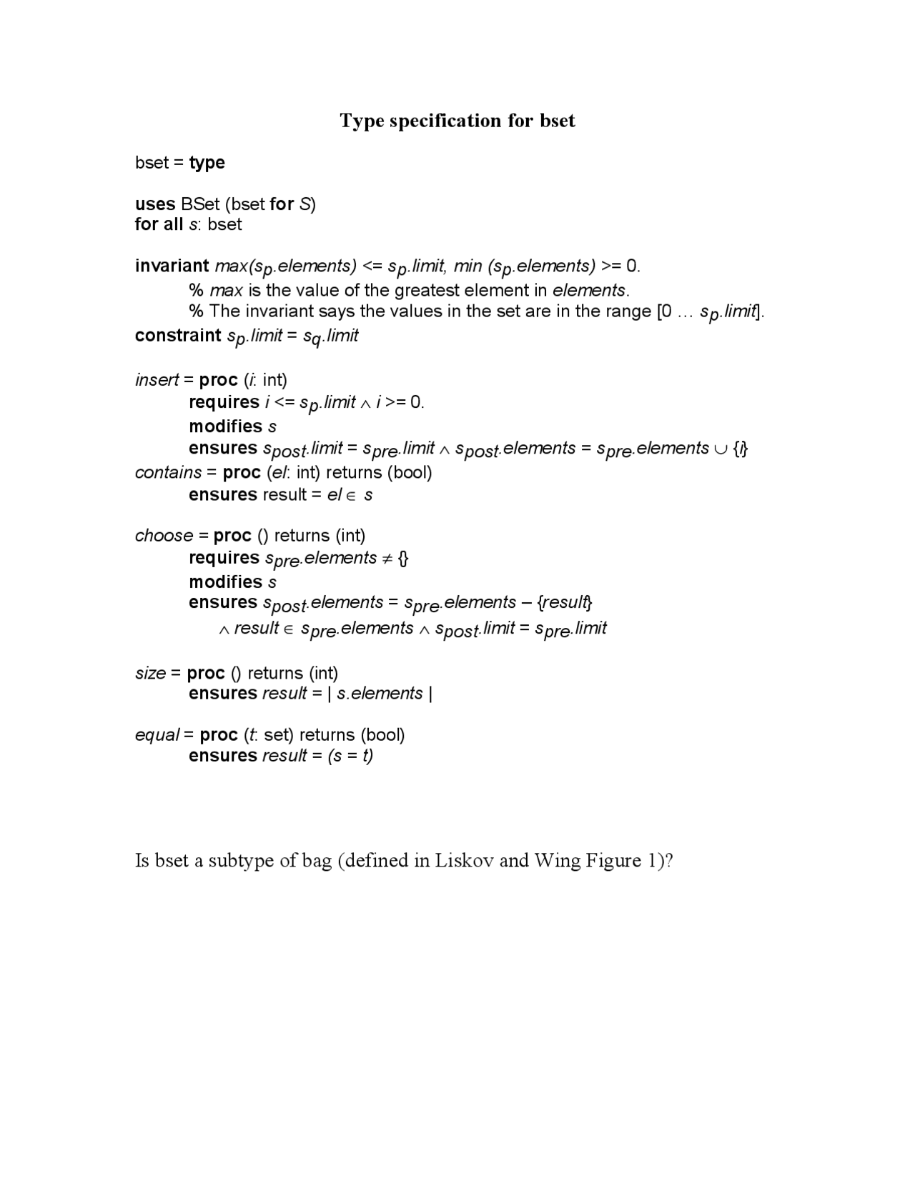 Types of Specification for B set in the Programming Language | CS 6610 ...