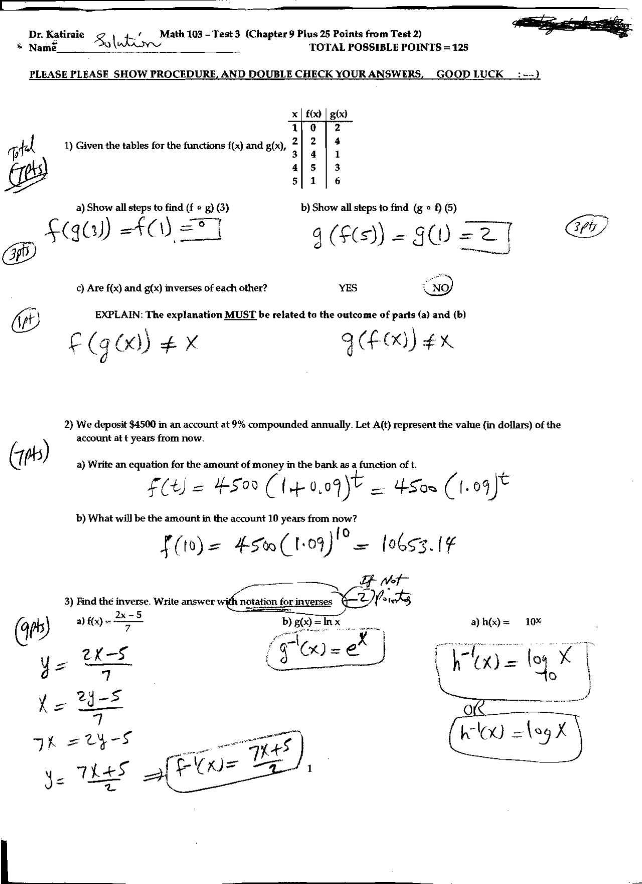 Dr. K's Math 103 Test 3: Solving Functions and Equations - Prof ...