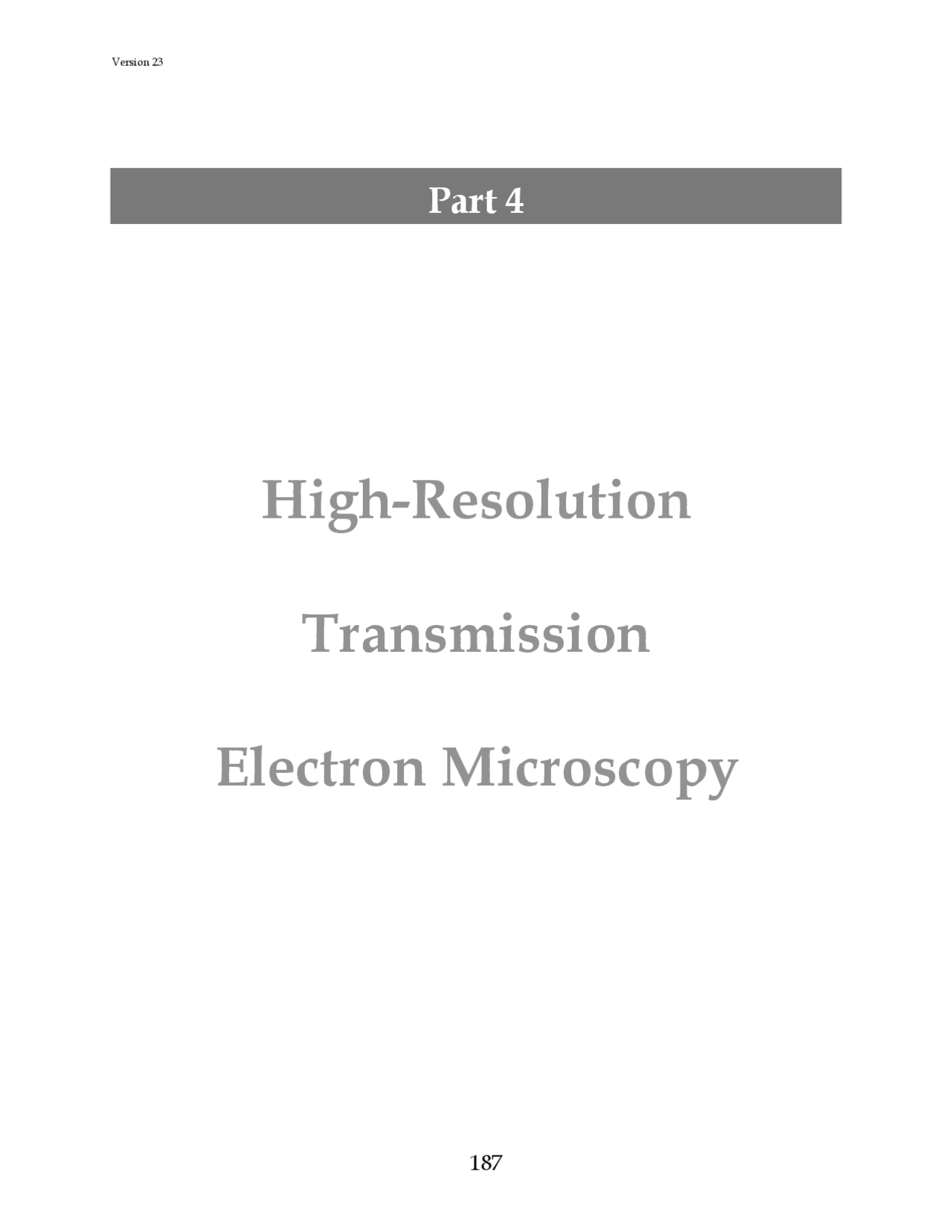 High Resolution Transmission Electron Microscopy Lecture Notes PHYS