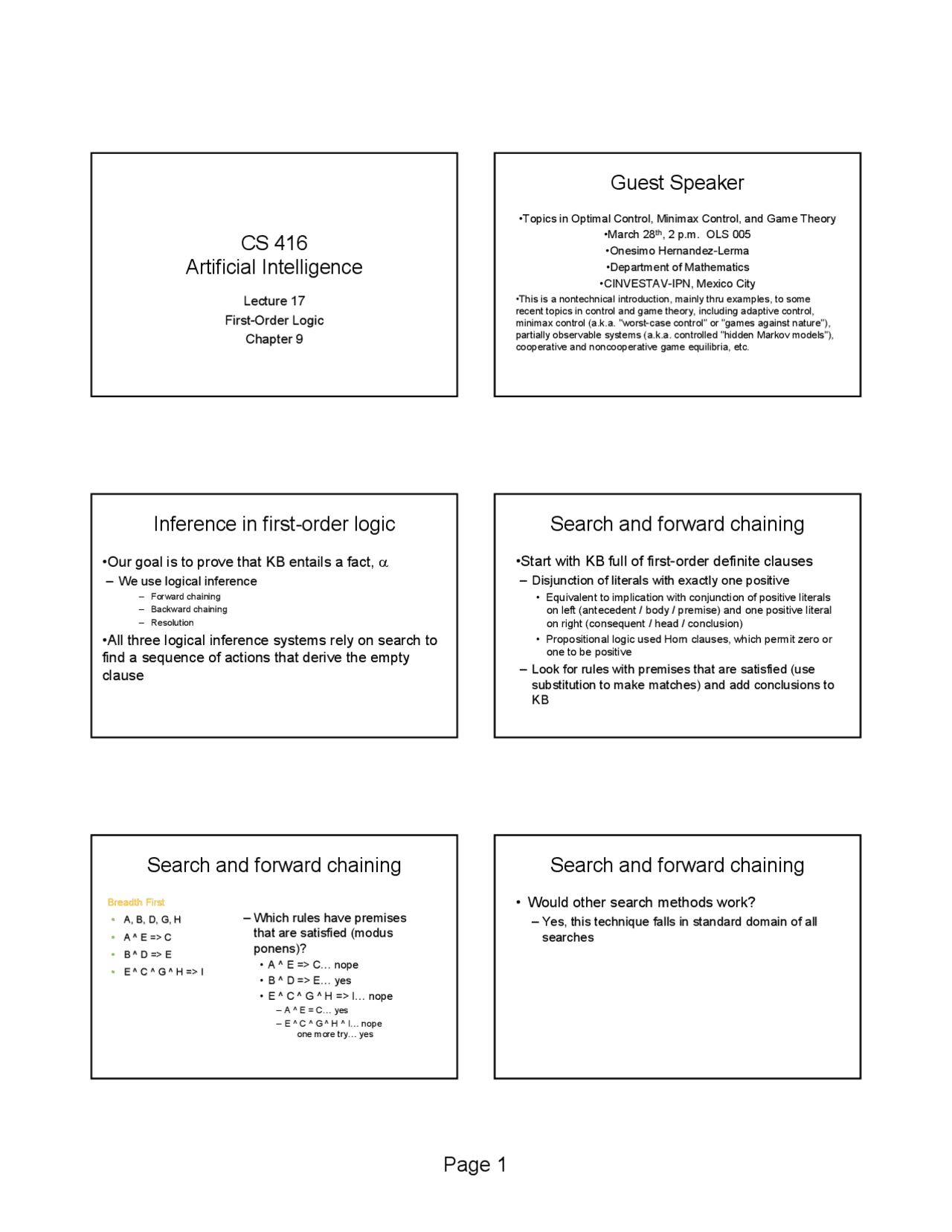 Artificial Intelligence First Order Logic - Slides | CS 4710 - Docsity