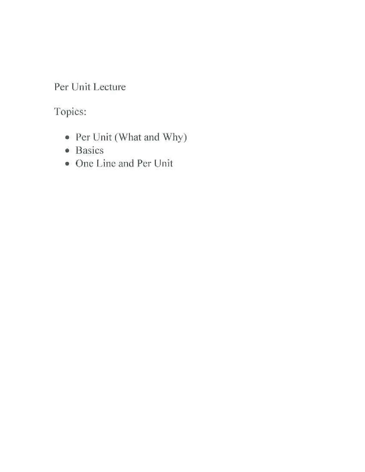 Per Unit, Basics, One Line and Per Unit - Power Systems | ECE 461 ...