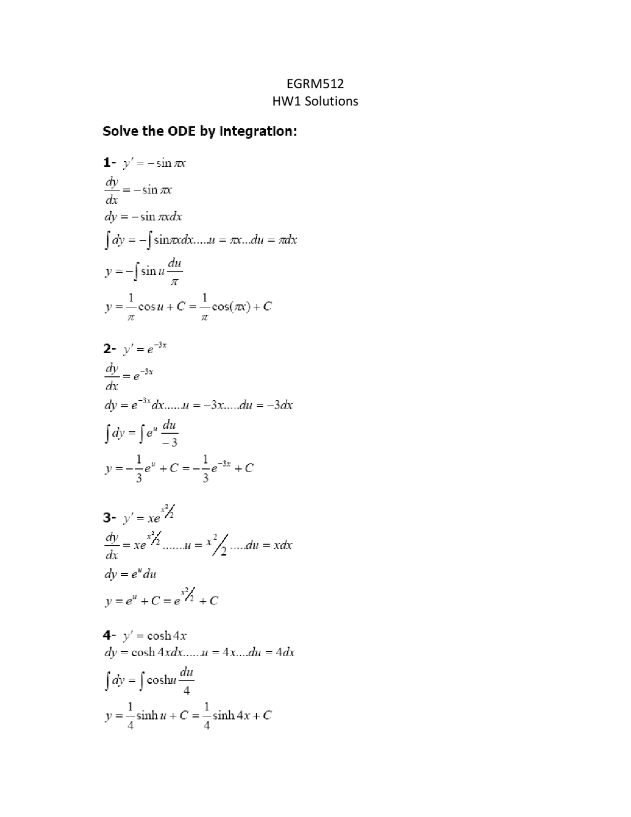 Homework On Integration 13 Solved Problems on the Integration - Homework 1 | EGRM 512 - Docsity