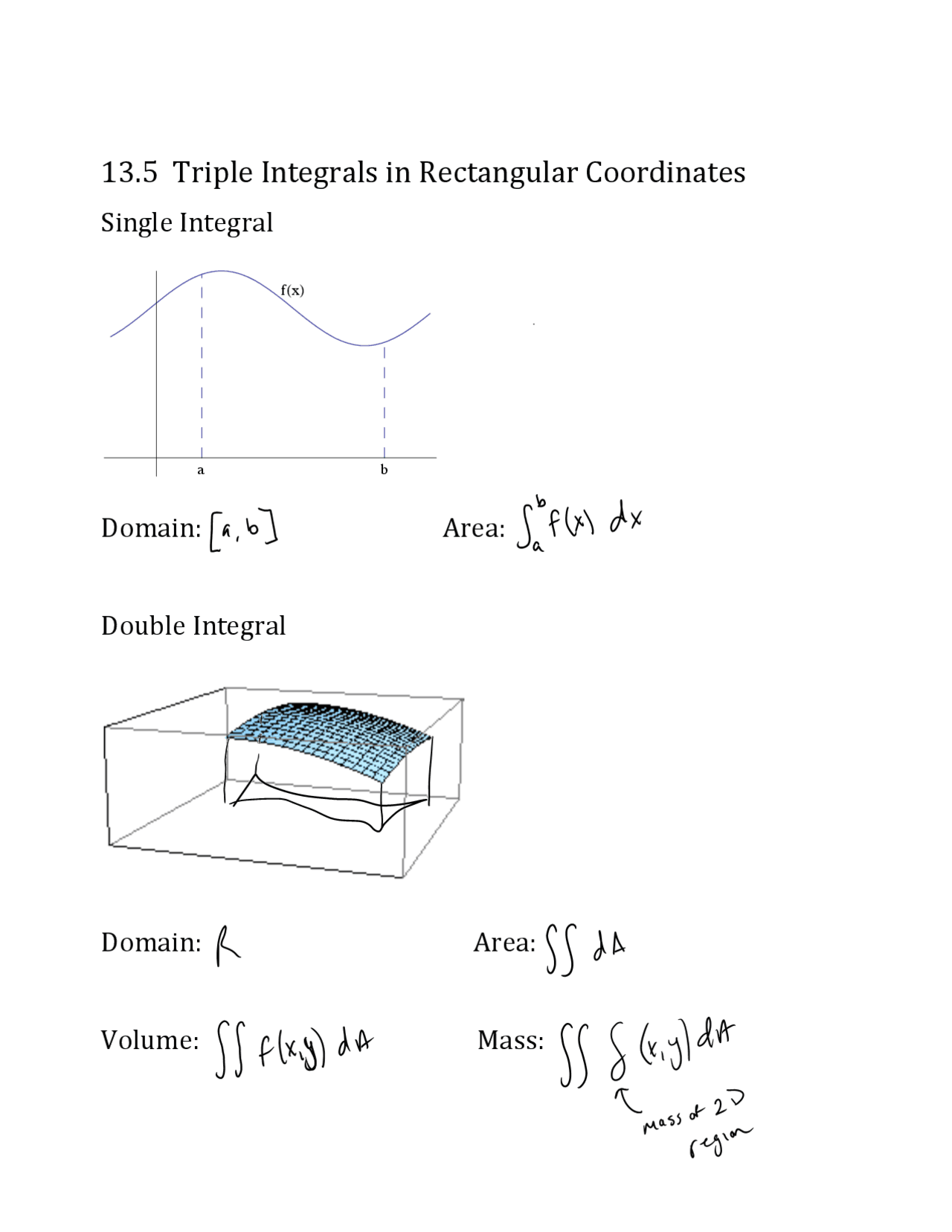 Notes on Triple Integral in Rectangular Coordinates | MATH 2224 - Docsity