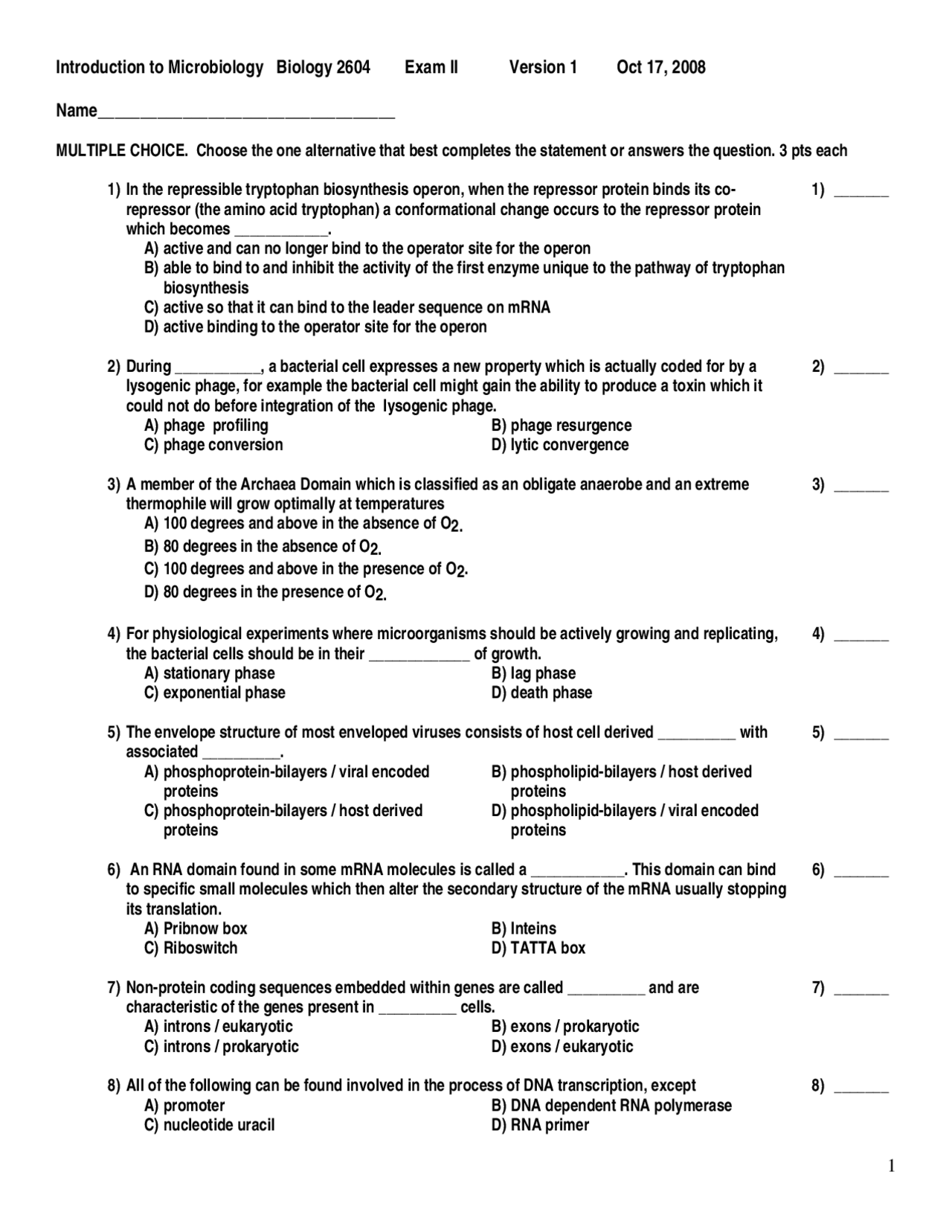 50 Solved Questions on the Microbiology - Examination 3 | BIOL 2604 ...