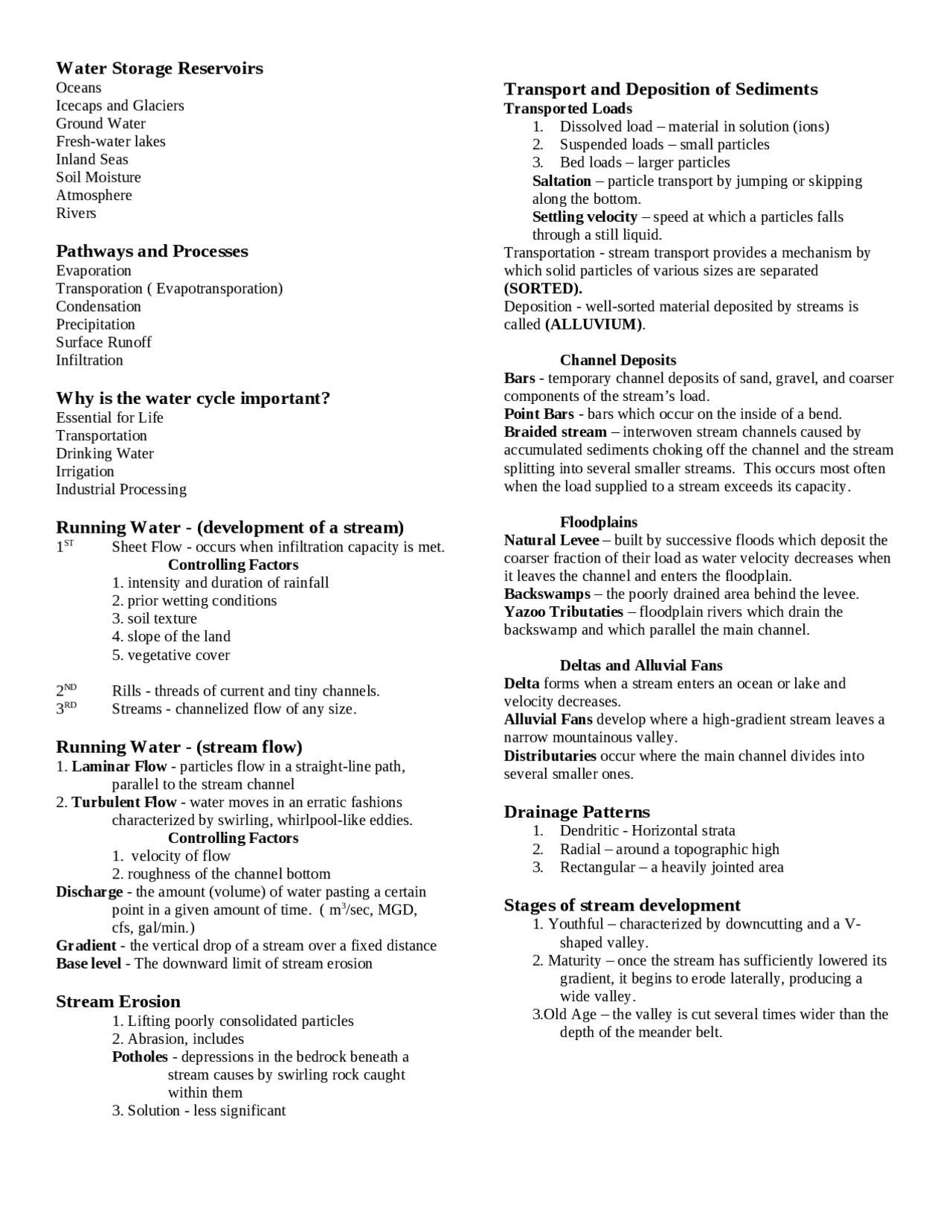 Surface Water Chapter Notes for Principles of Geology | GEO 102.00 ...