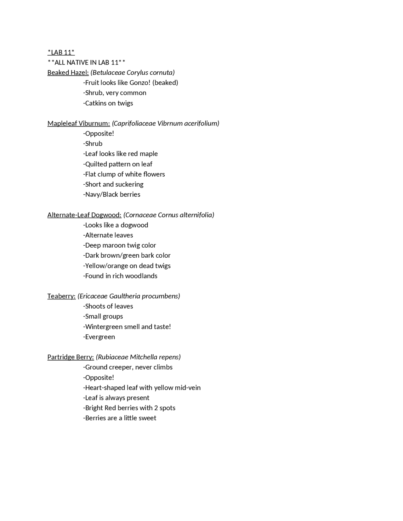 Laboratory Notes Plants Characteristics - Dendrology Laboratory | FOR ...