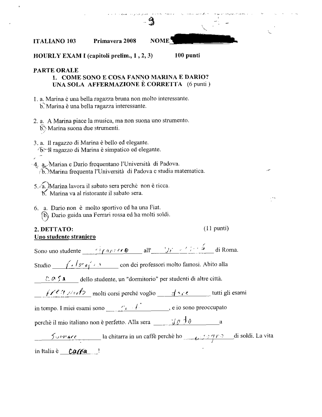 Intensive Elementary Italian - Exam 1 Questions with Solutions | ITAL ...