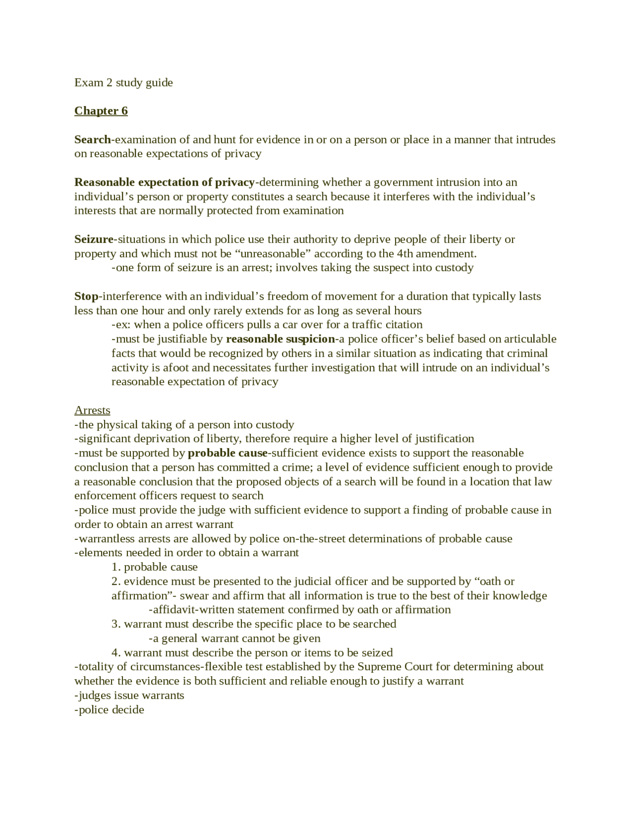 Introduction to Criminal and Criminology Justice - Exam 2 Study Guide ...