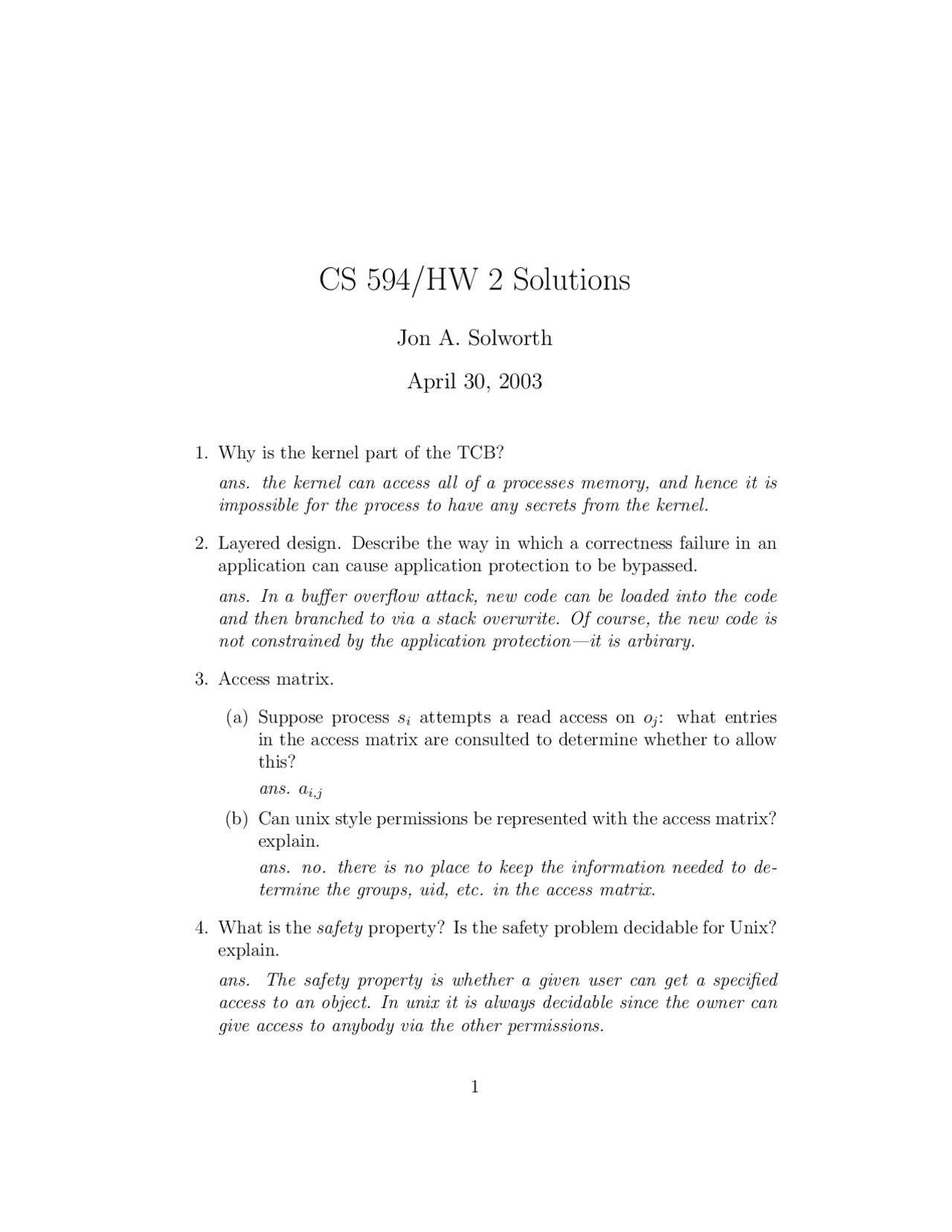 Homework 2 Solutions - Special Topics | CS 594 | Assignments Computer ...