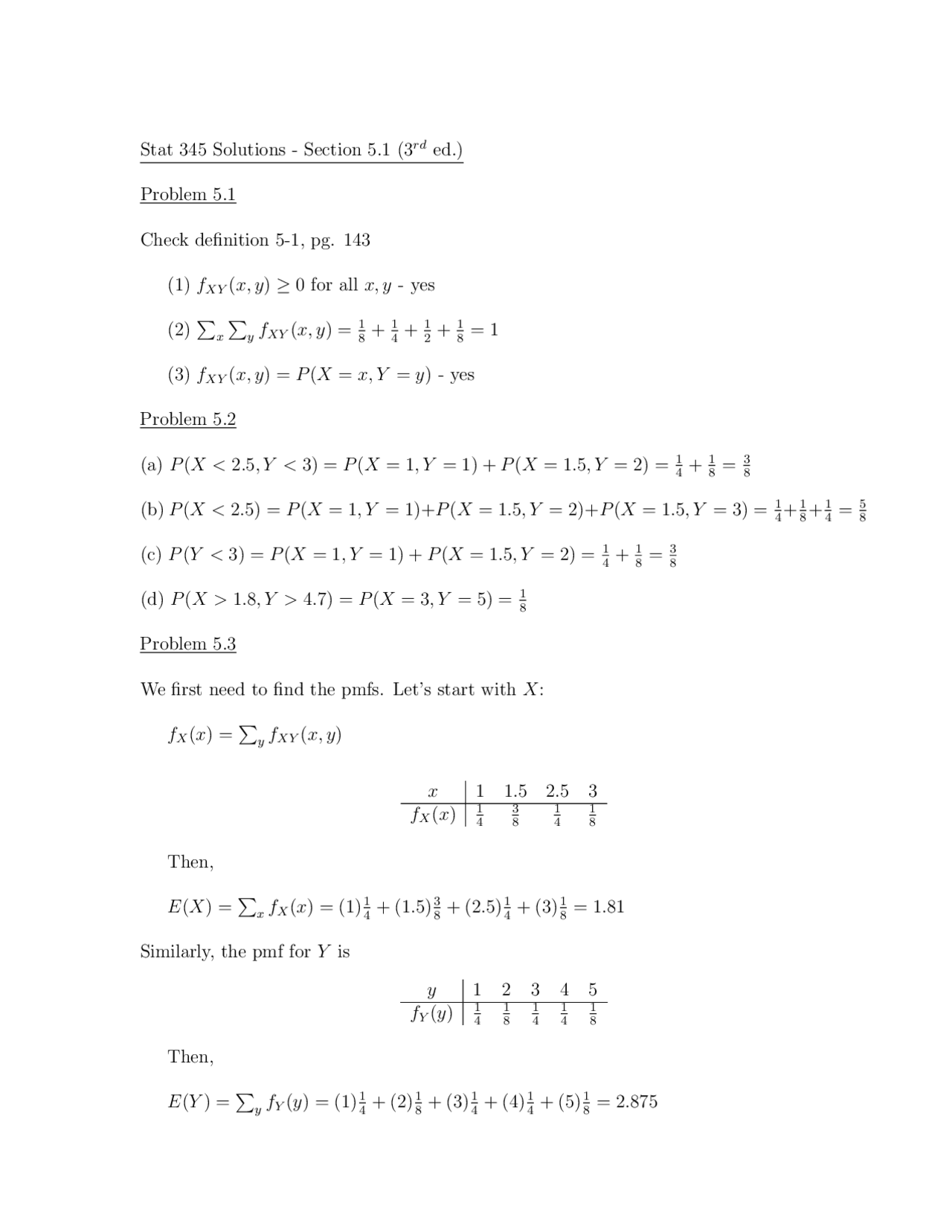 Problem Solutions - Elements of Mathematical Statistics and Probability ...