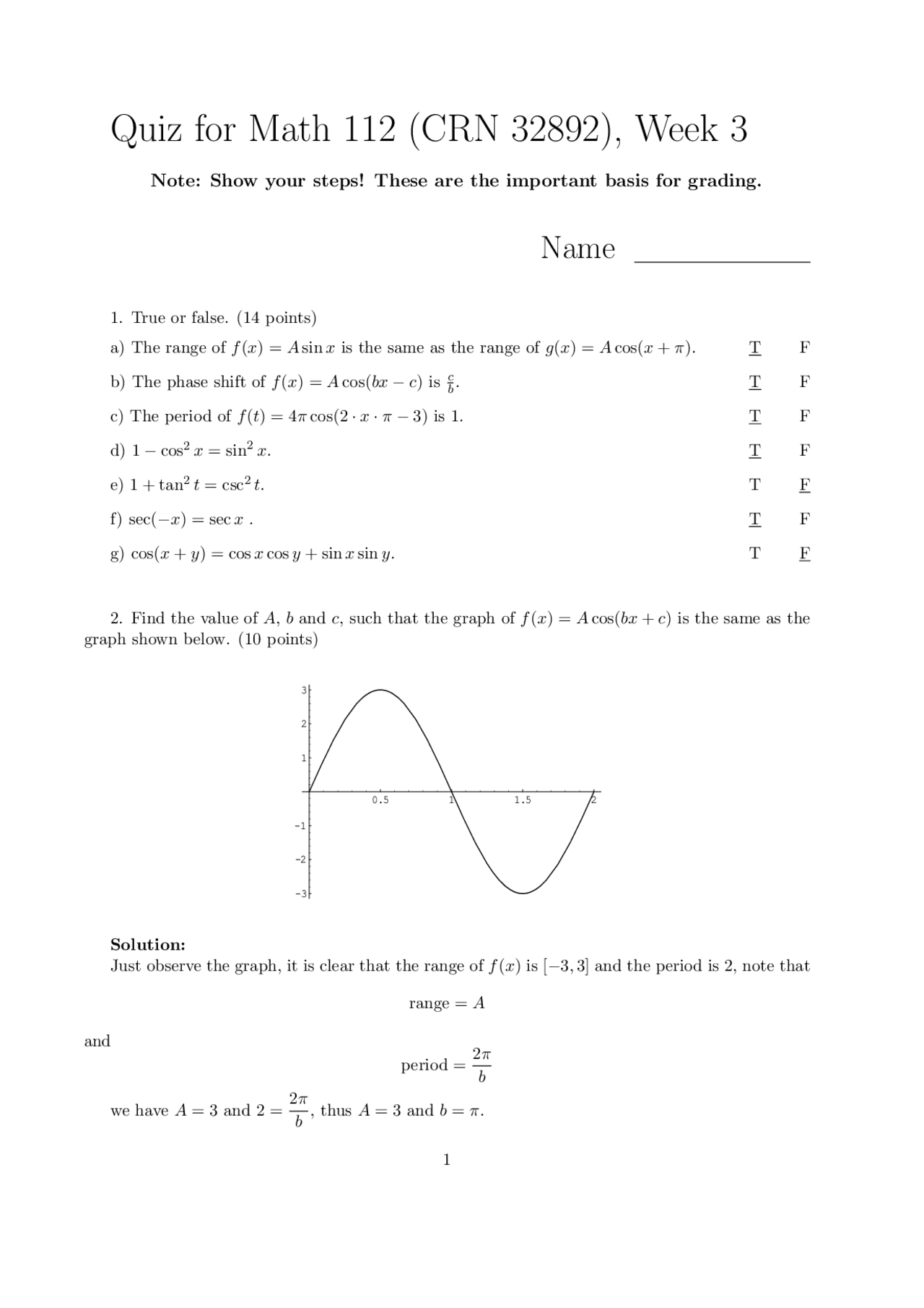 4 Solved Questions On The Pythagorean Theorem Quiz 3 Math 112 Docsity