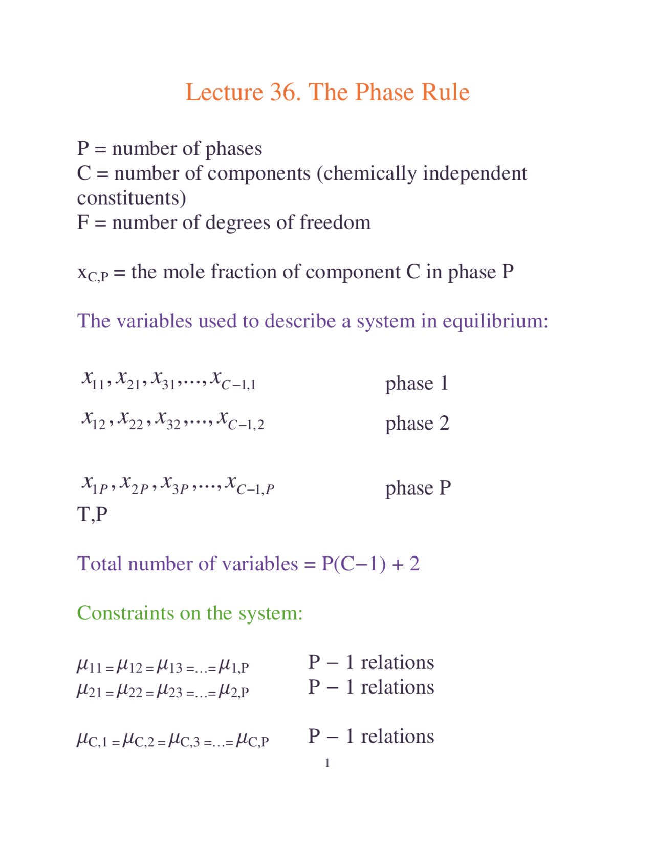 Phase Rule Books The Phase Rule Lecture 36 - Physical Chemistry I | CHEM 342 | Study ...