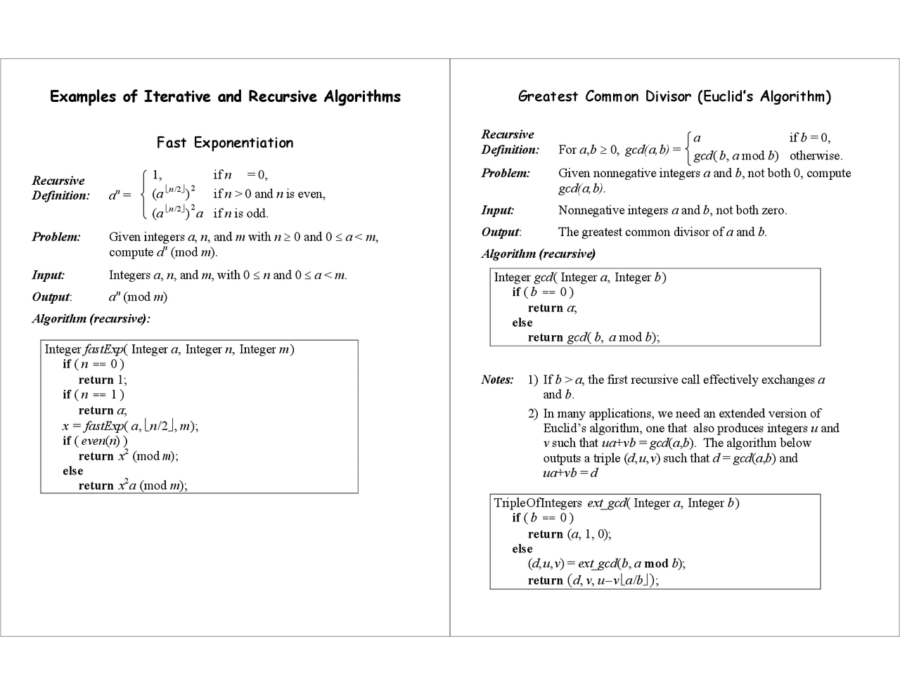 Examples of Iterative and Recursive Algorithms | MCS 401 - Docsity