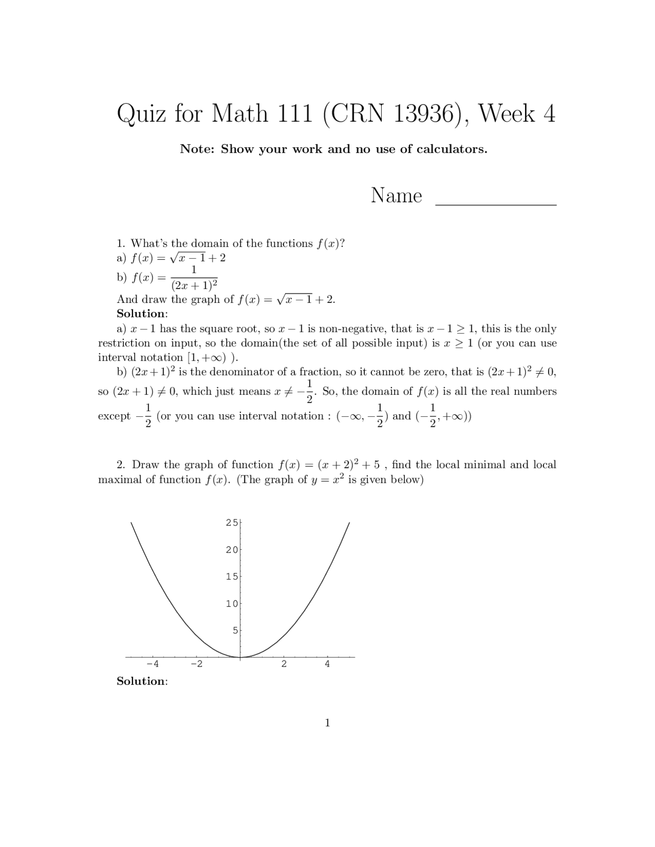 Difficult Math Questions111 4 Solved Questions to find the Local Minimal and Maximal of Functions ...