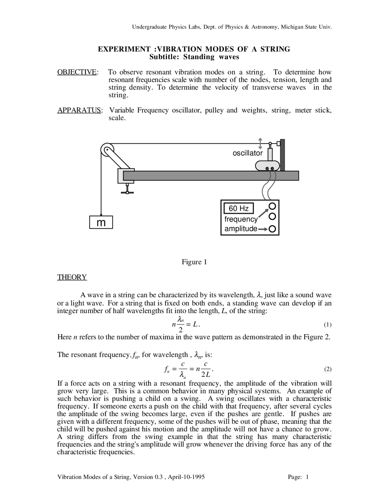 Vibration Modes of a String - Laboratory Experiment on Standing Waves ...