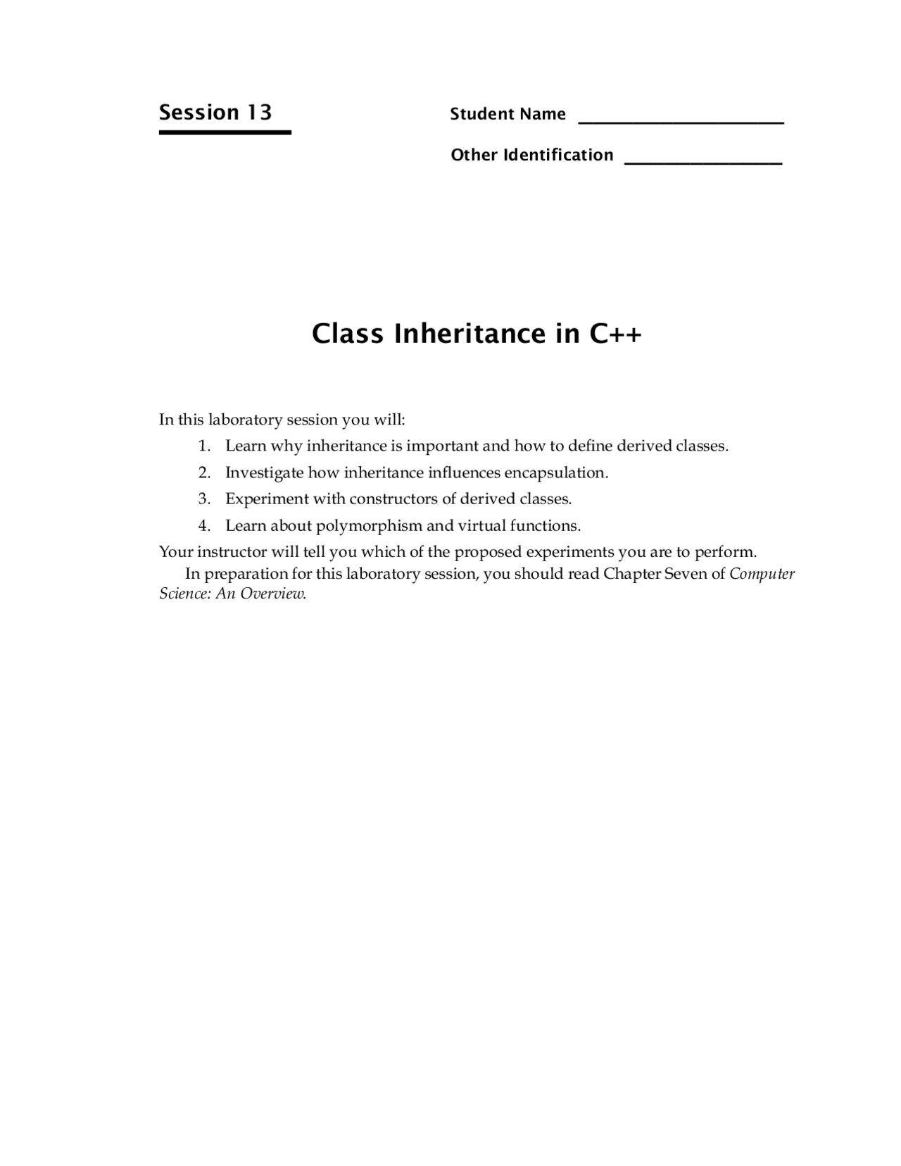 Notes on Class Inheritance in C++ - Foundation of Computer Science Lab ...