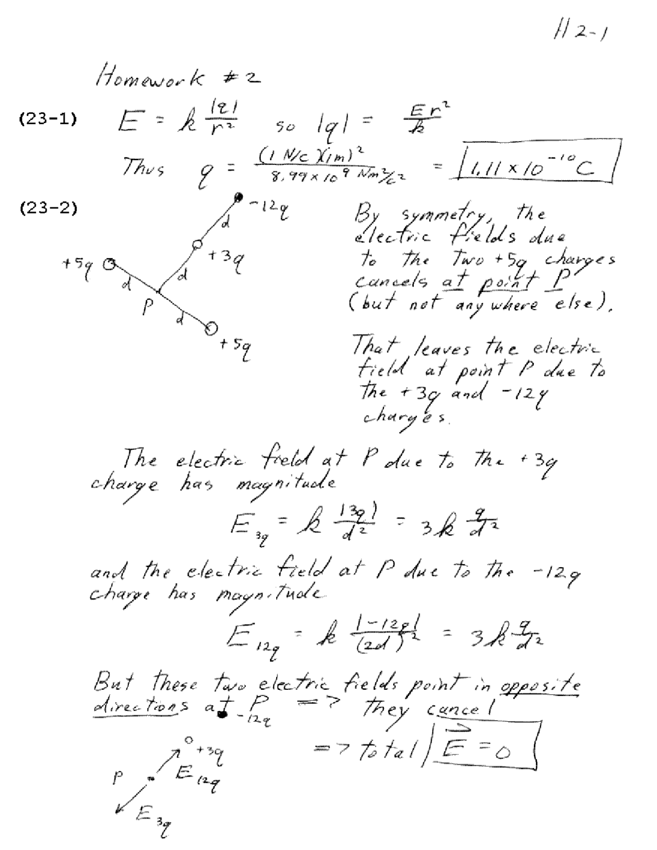Solved Problems on the Electric Field - Assignment 2 | PHYS 2220 - Docsity
