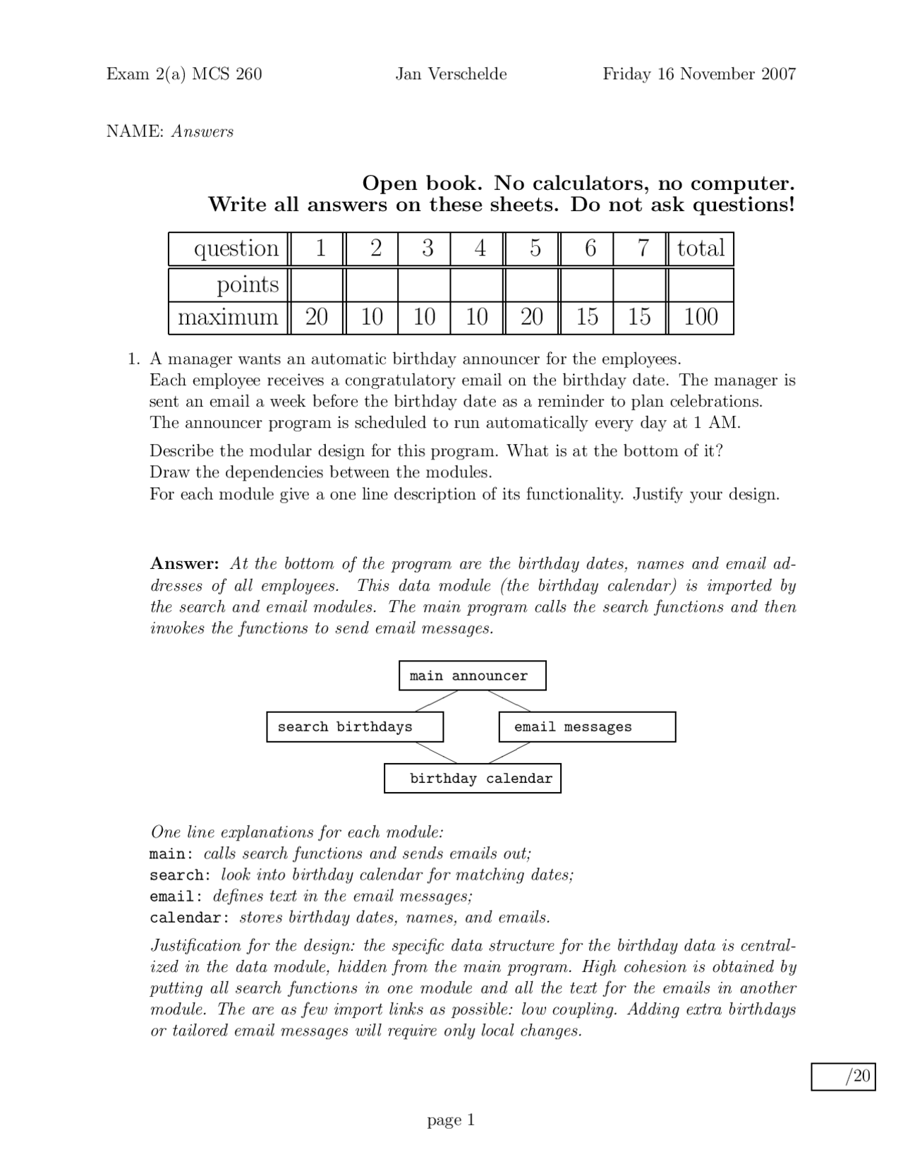 7 Questions with Answer of Introduction to Computer Science -Exam 2 ...