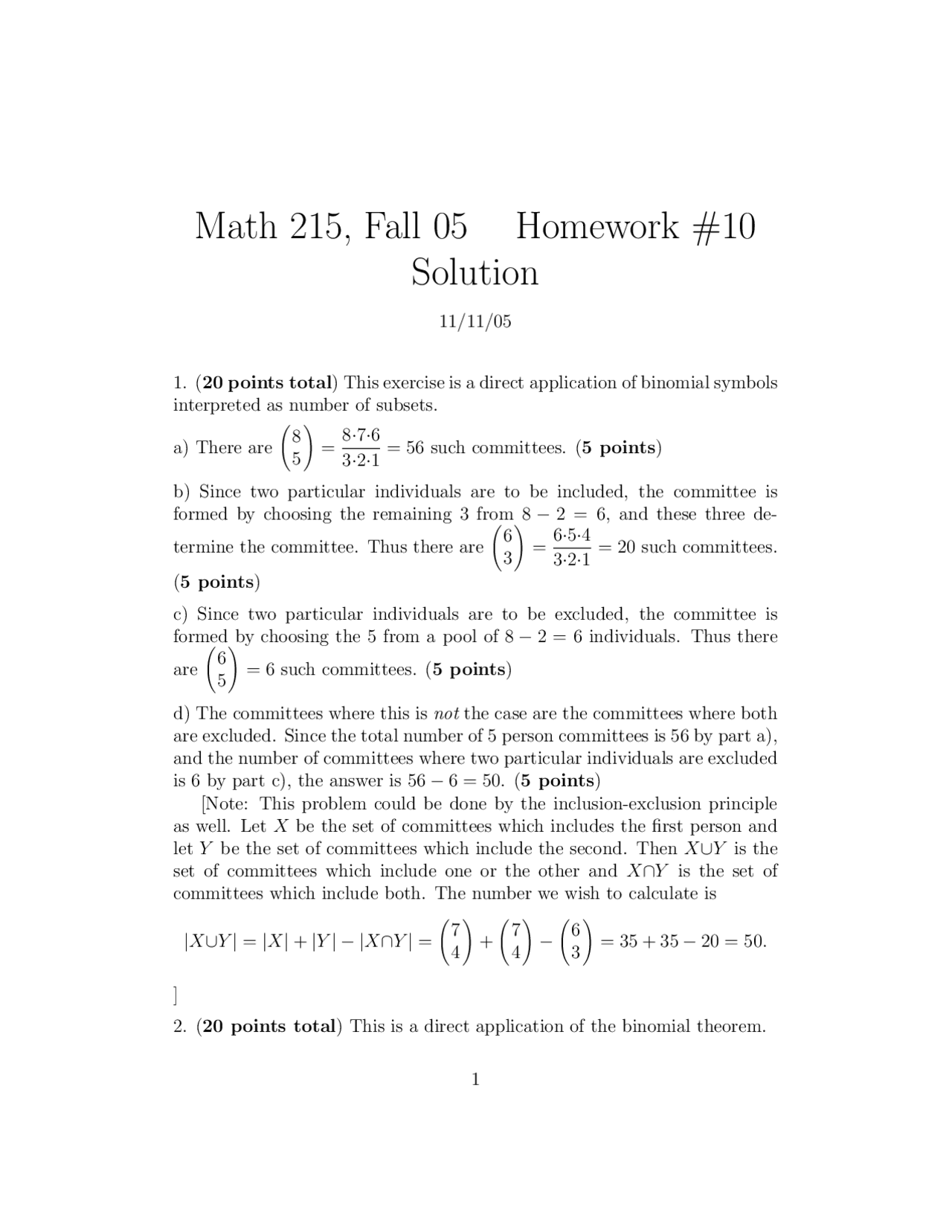 Homework #10 Solutions - Introduction to Advanced Mathematics | MATH ...
