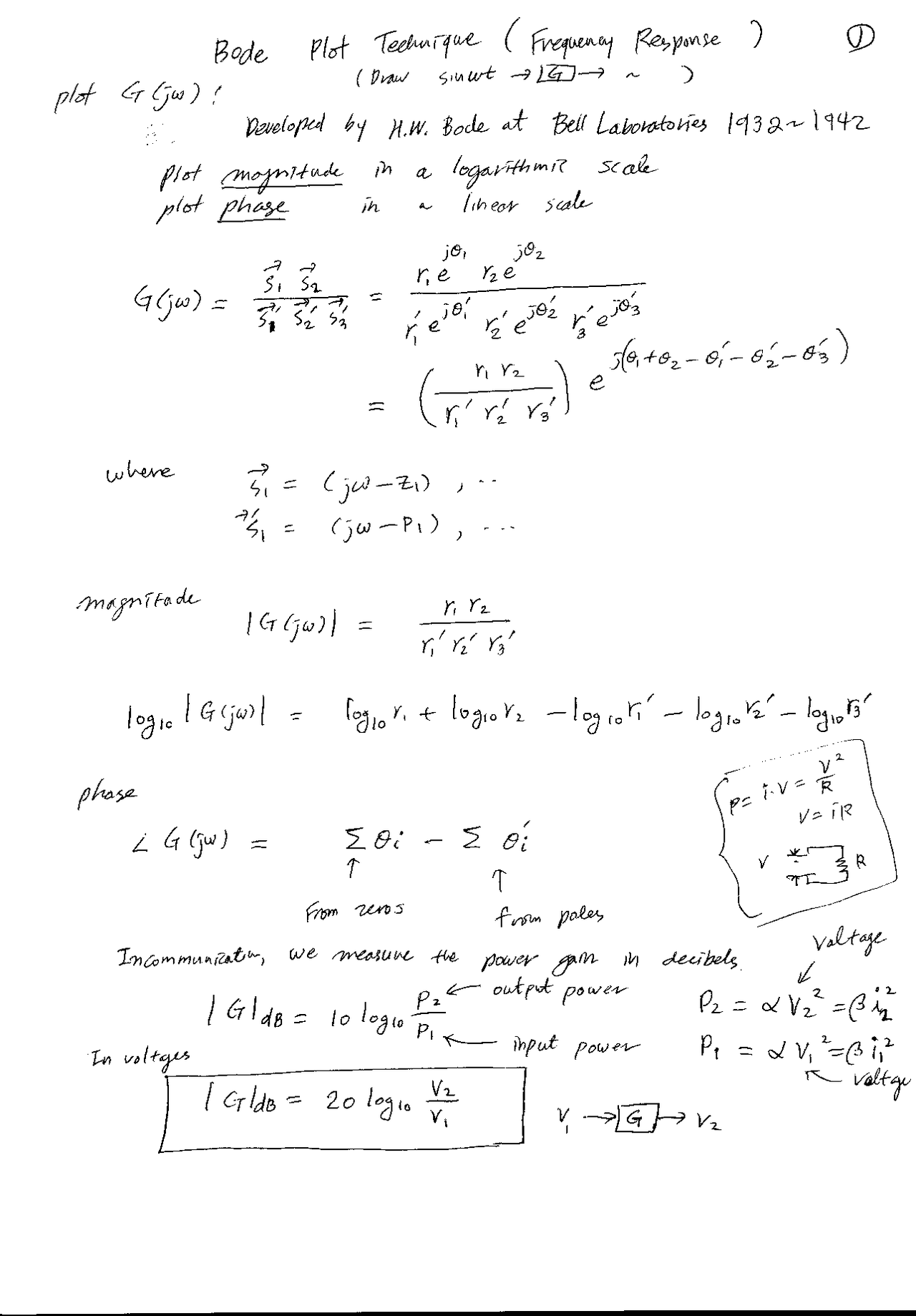 Handout Notes on Bode Plot Technique | ME 451 - Docsity