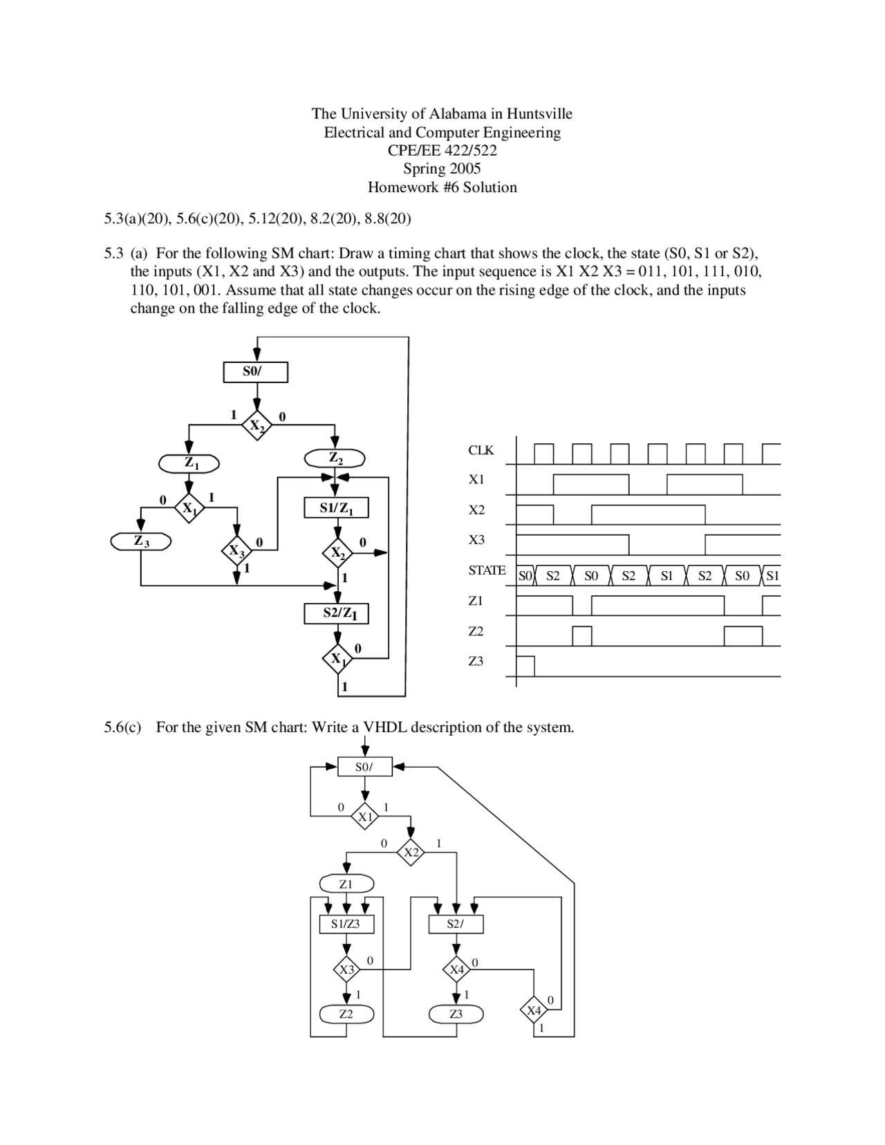 Homework 6 Solutions - Advanced Logic Design | EE 422 - Docsity