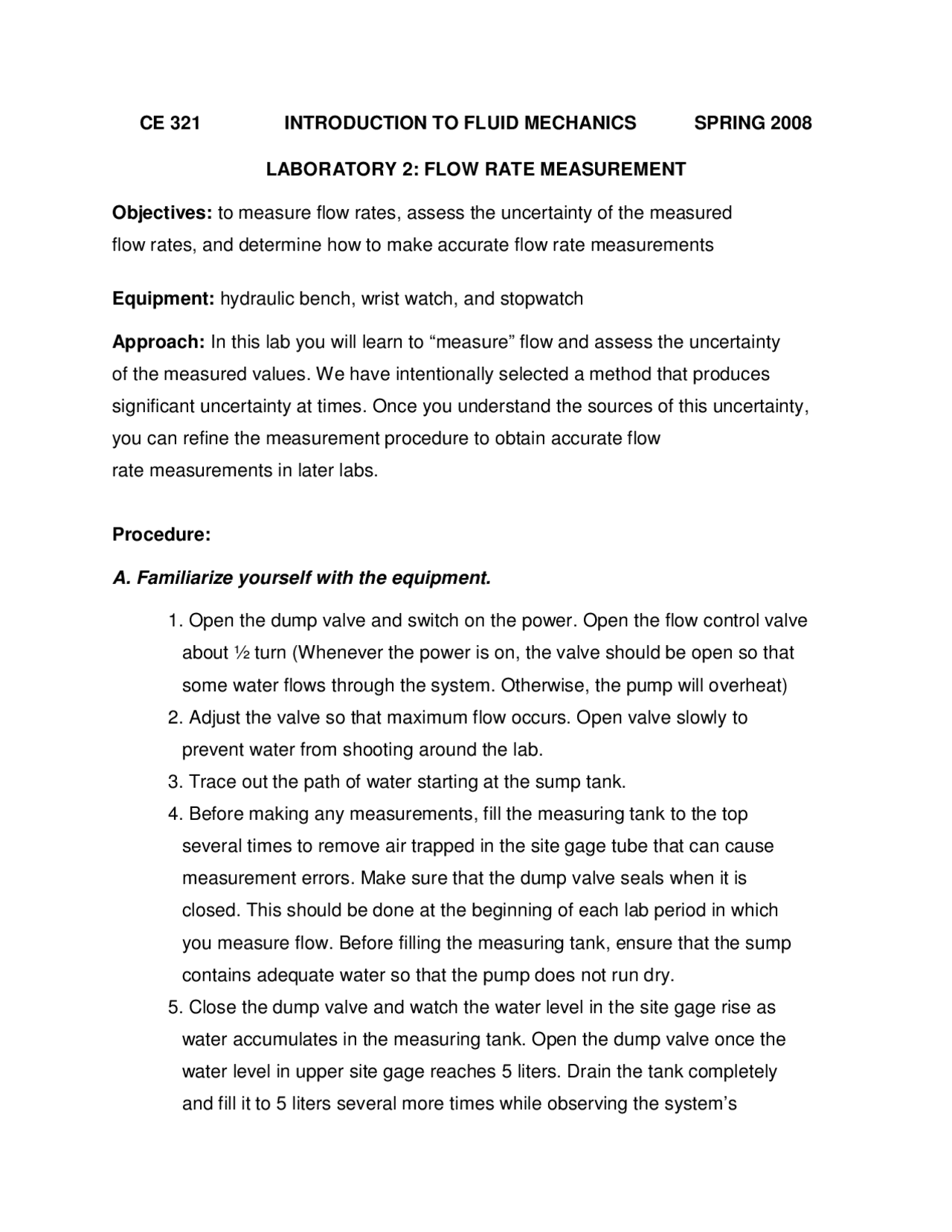 Flow Rate Measurement - Lab 2 | Introduction to Fluid Mechanic | CE 321 ...