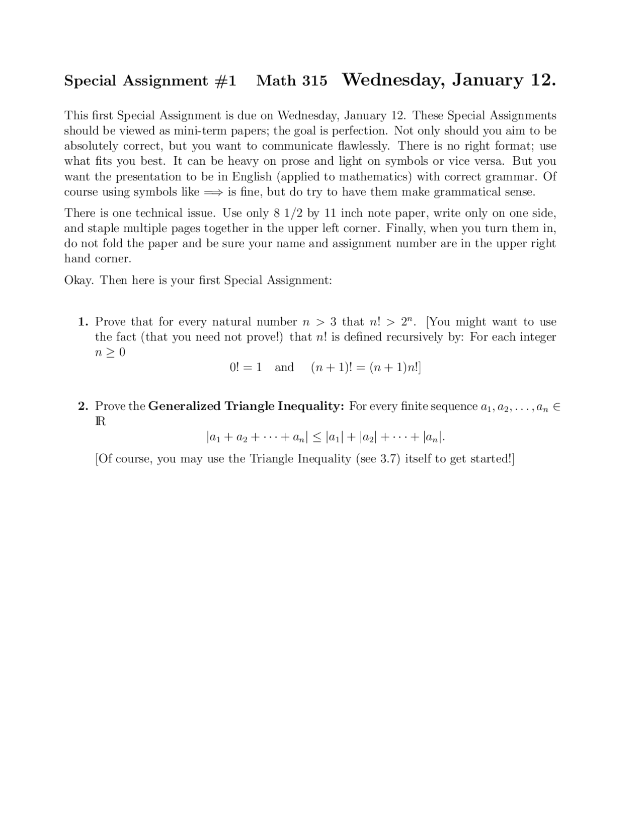 Questions on Elementary Discrete Mathematics - Assignment 1 | MATH 315 ...
