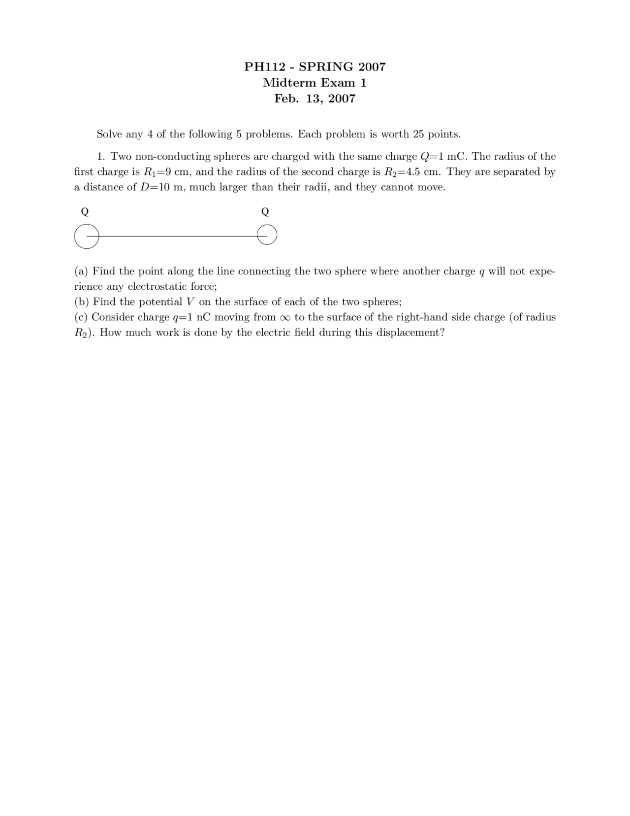 Midterm Exam 1 - General Physics with Calculus I | PH 112 | Exams ...