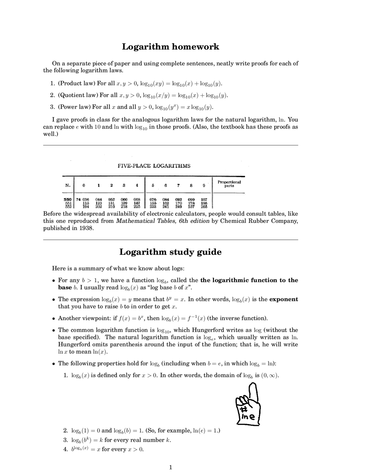 Logarithm Homework Study Guide - College Algebra | MATH 111 ...