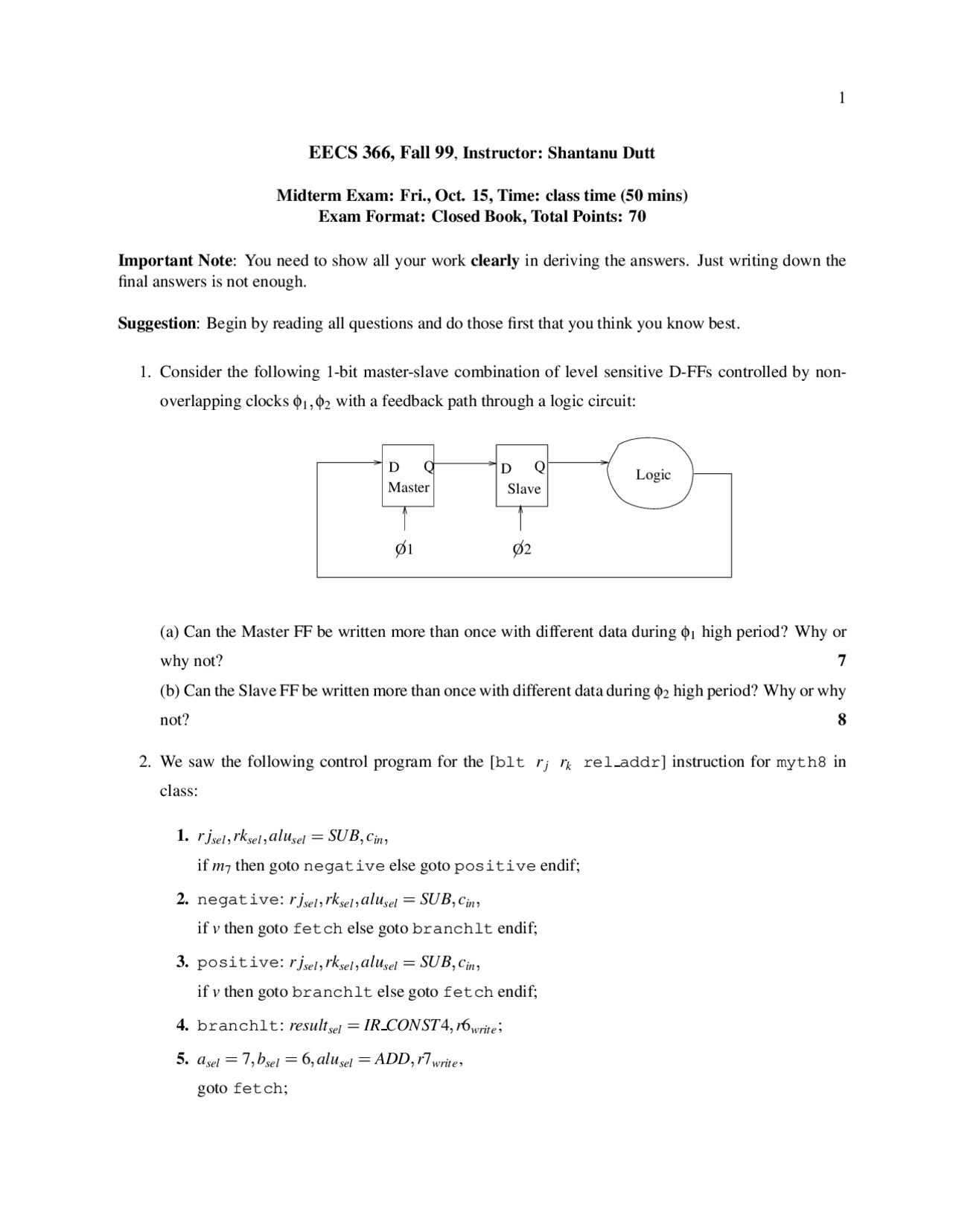 Practice Questions for Midterm Exam - Computer Organization II | ECE ...