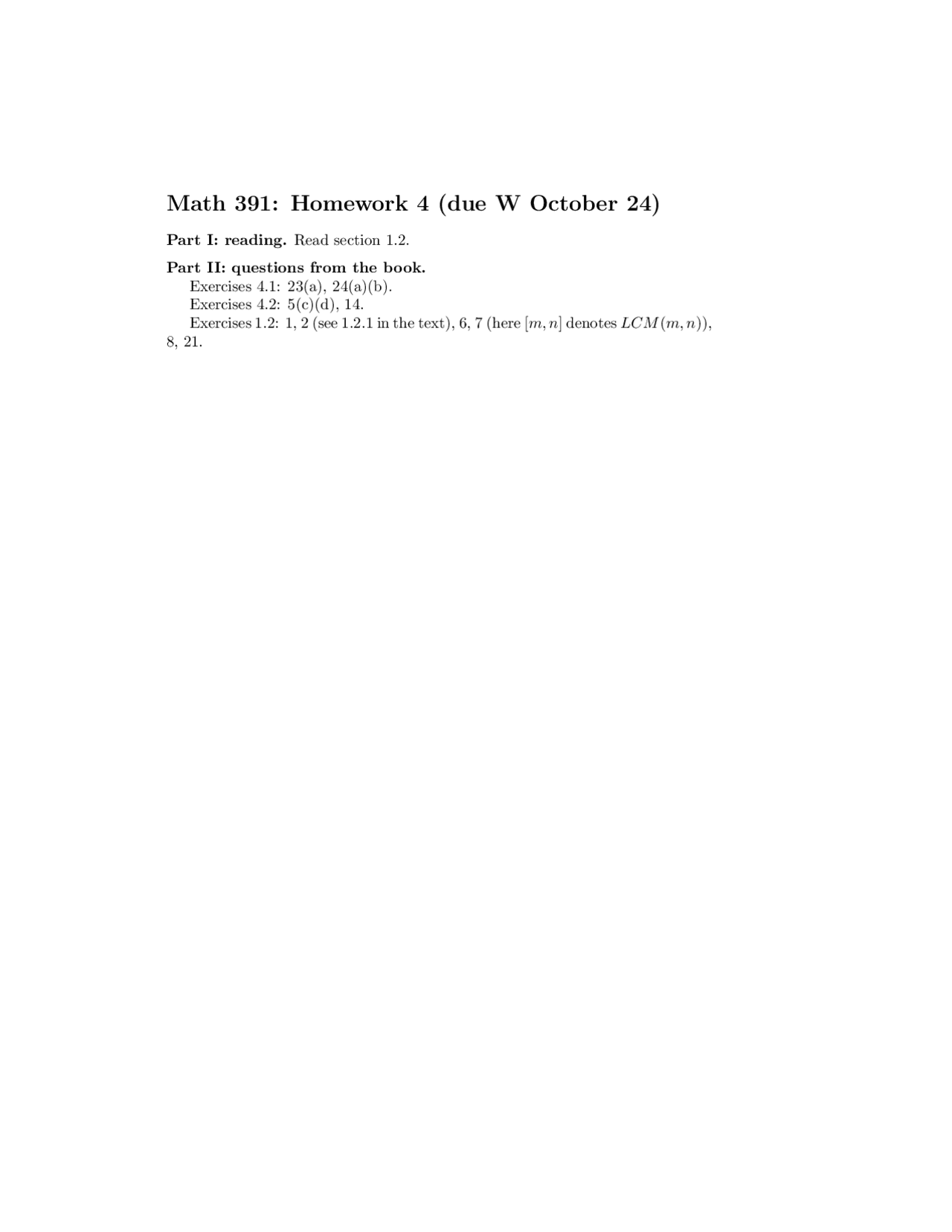 Problems on Fundamental of Abstract Algebra - Homework 4 | MATH 391 ...