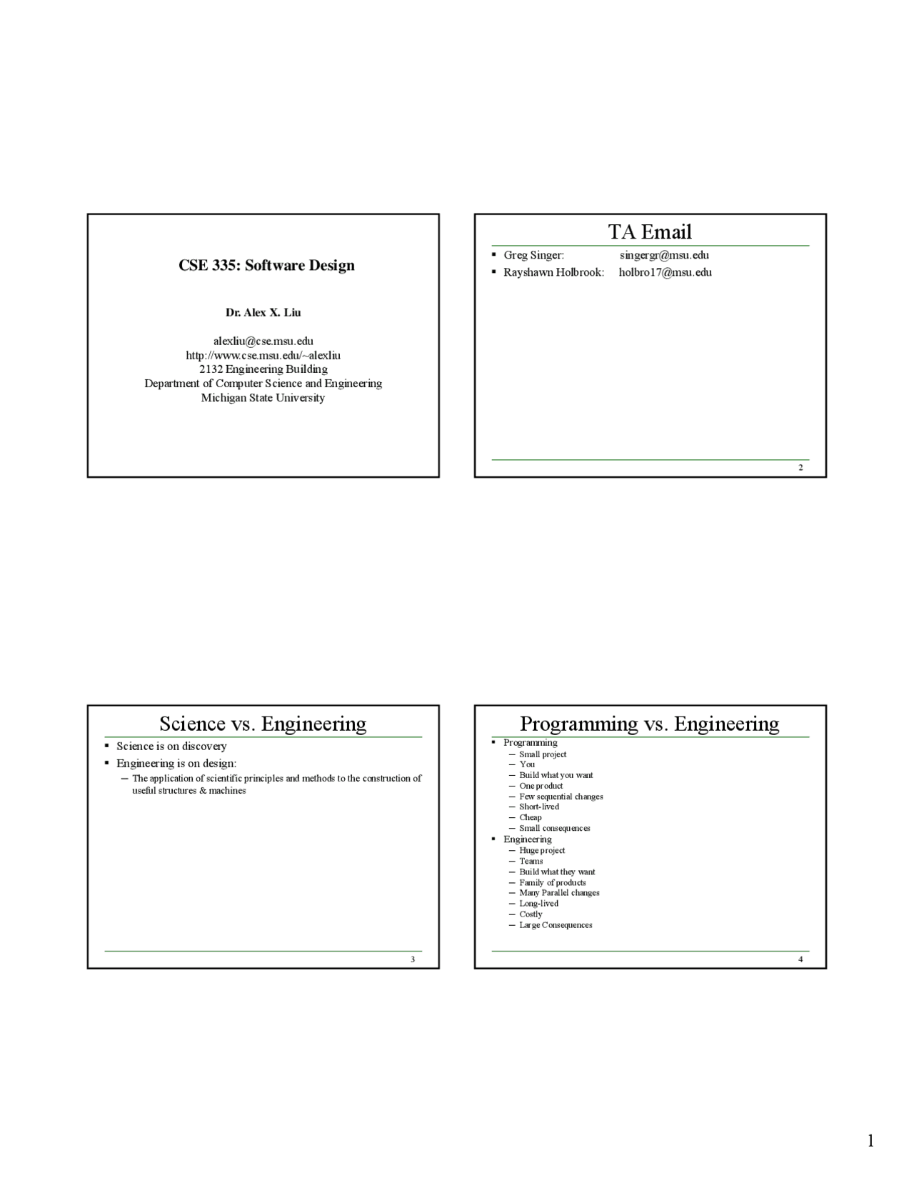 Introduction to Software Design - Lecture Slides | CSE 335 - Docsity