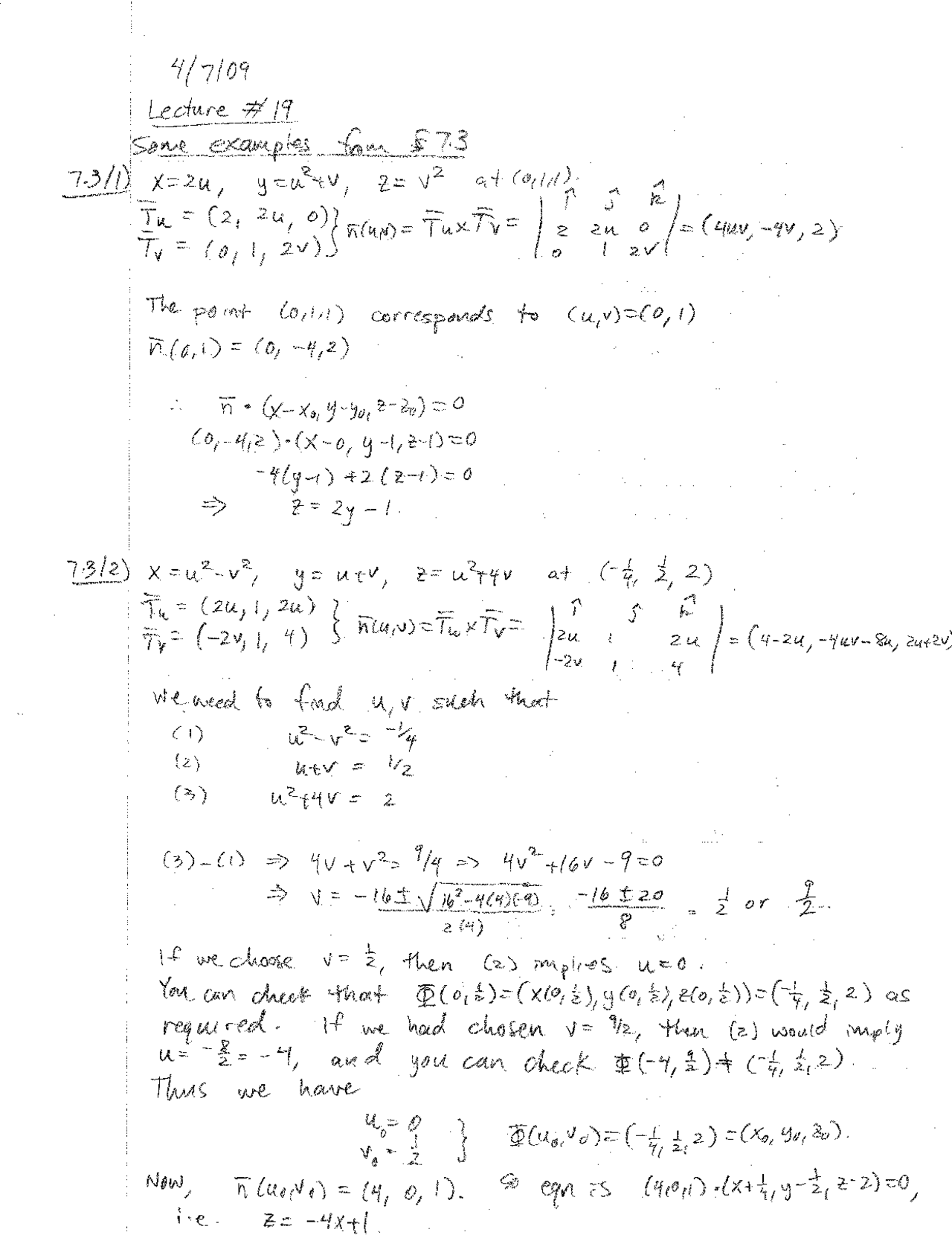 Calculus IV - Sample Examples with Resolution | MATH 2242 - Docsity